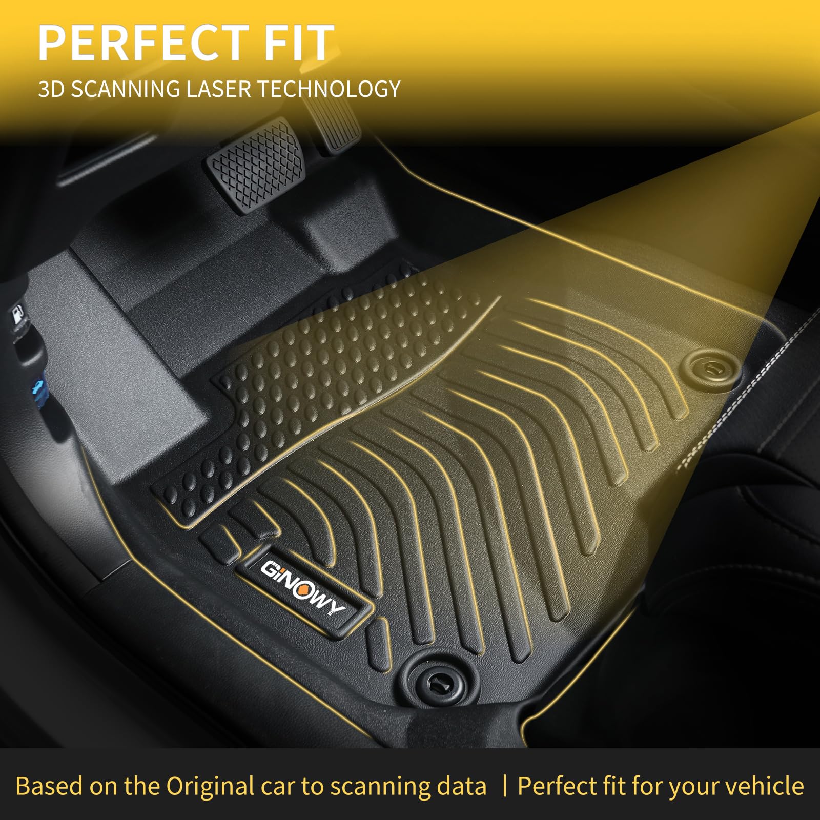 GINOWY- Floor Mats & Cargo Liner for Volkswagen VW Tiguan 2018-2024 TPE?All Weather Mats for Volkswagen Tiguan Accessories Cargo