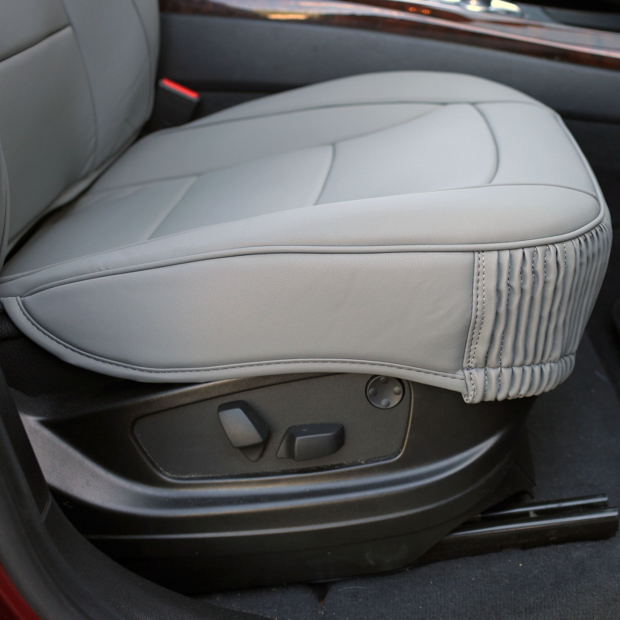 FH Group Car Seat Cover - Solid Gray Faux Leather, Rear Bench Set, Universal Fit for SUV, Sedan, Van - Model PU205013SOLIDGRAY