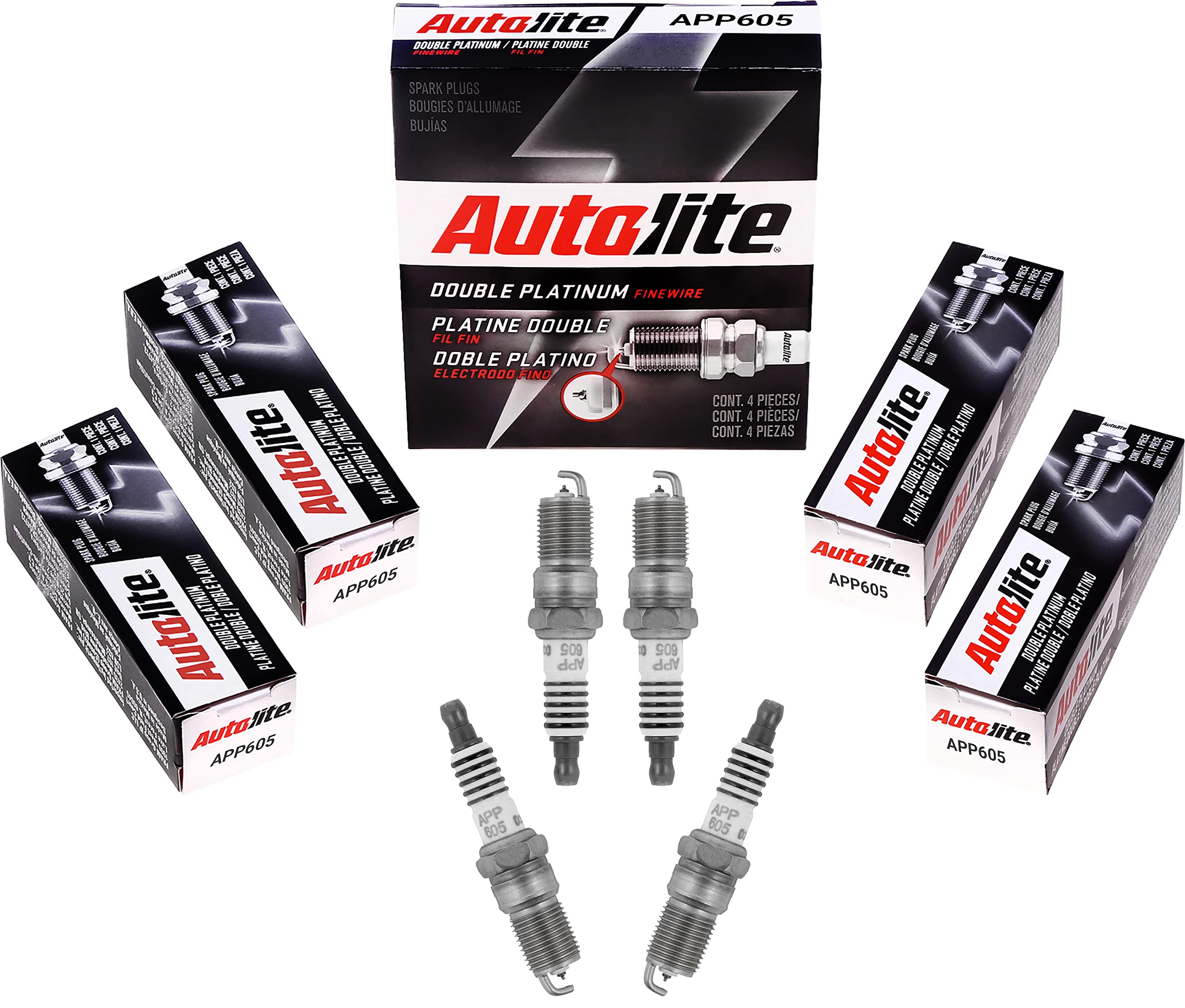 Autolite APP605 Double Platinum Automotive Replacement Spark Plugs (4 Pack)