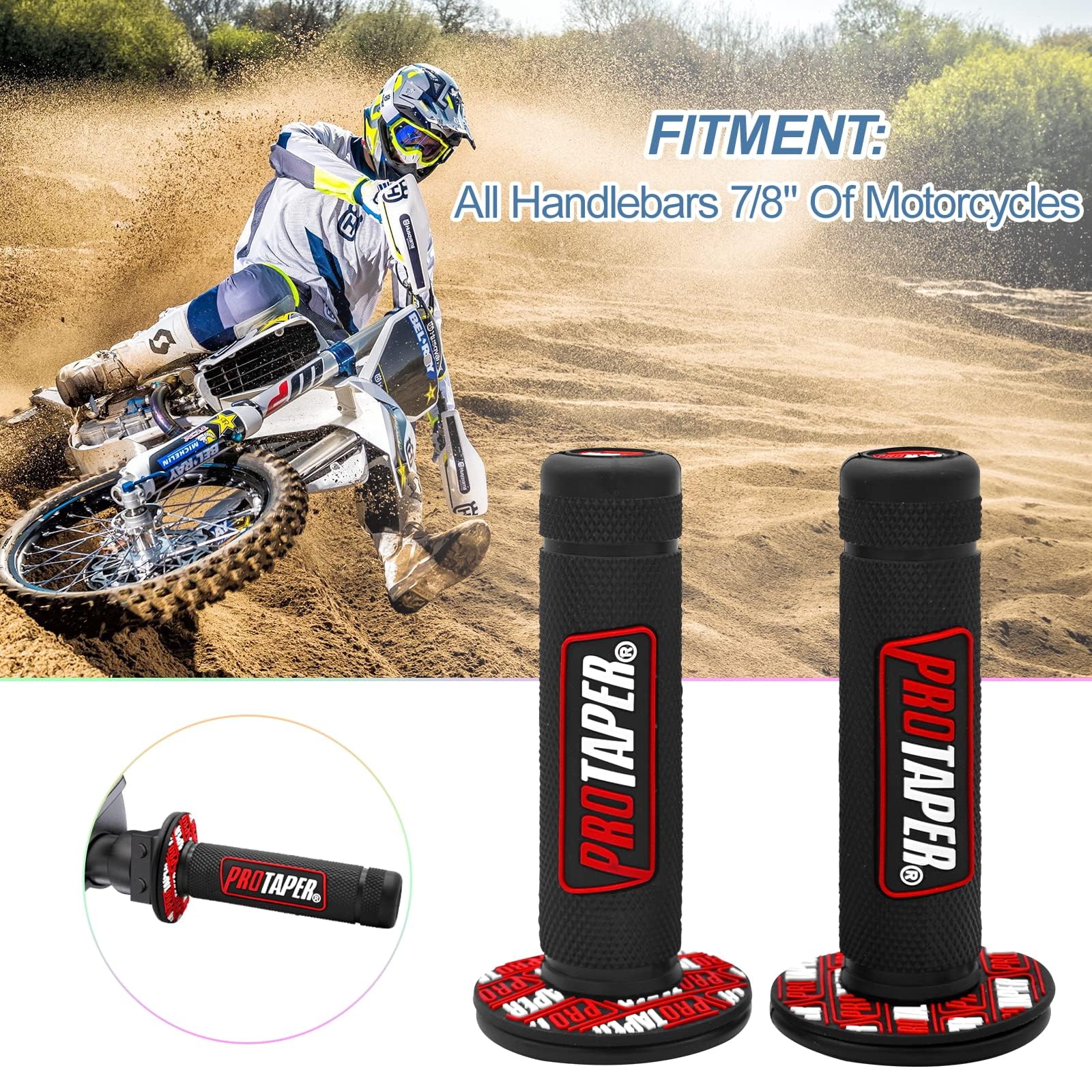 0769FUWU Twist Throttle Grips Cable for CRF KLX TTR 110-250cc Dirt Bike - Red, Rubber, Model 65465412331
