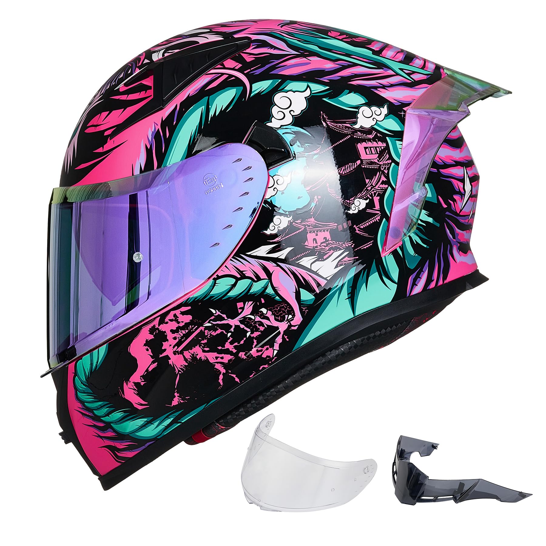 ILM Full Face Motorcycle Helmet, DOT Approved, EPS Material, Small, Legend Pink, Model ILM-Z501, Pinlock Compatible Visors