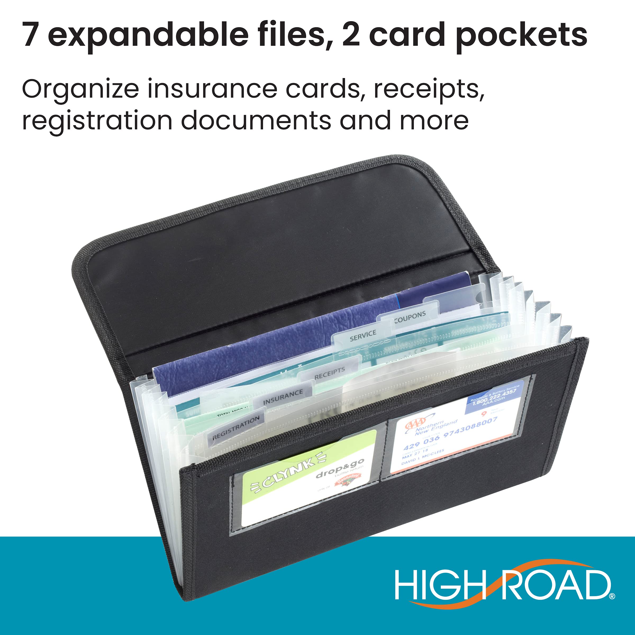 High Road Car Glove Box Organizer - Maintenance Folder For Car Documents - Card Pockets For Insurance And Registration With Rece