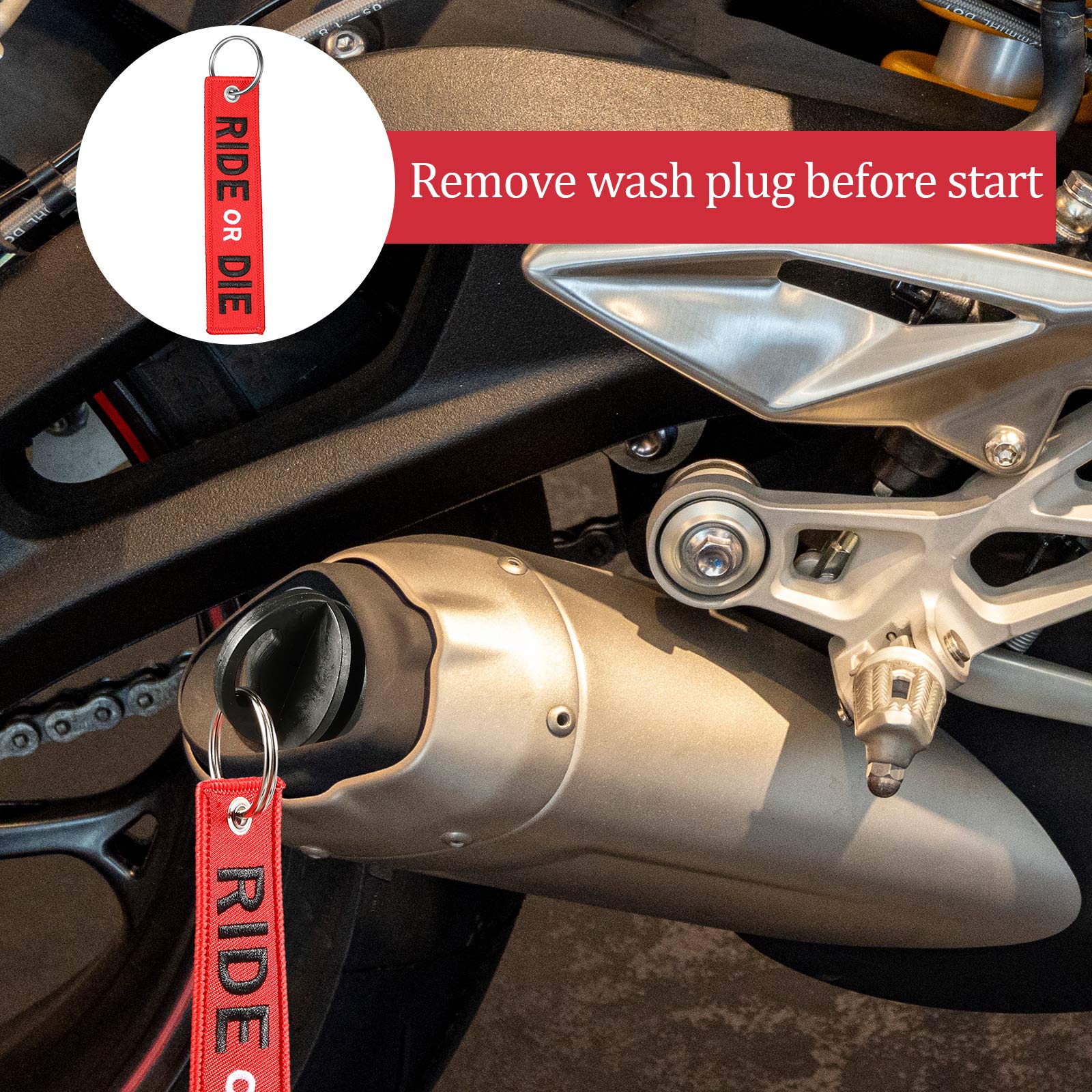Frienda 3 Pieces 0.6-1.5 Inch Exhaust Tail Pipe Plug Muffler Exhaust Wash Plug With Rubber Exhaust Silencer And 3 Pieces Red Str
