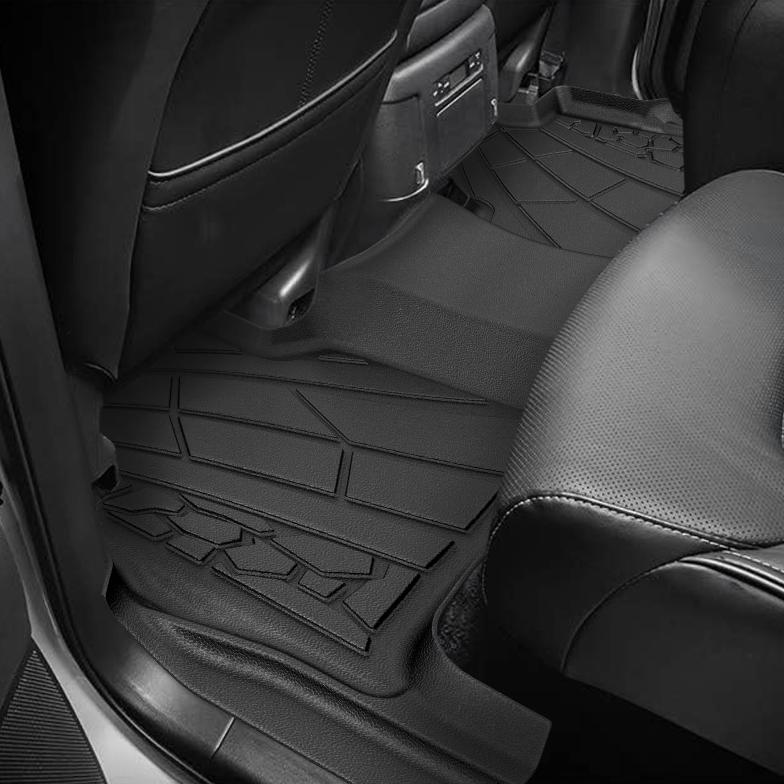 KARPAL TPE Rubber Floor Mats for 2015-2020 Chevy Tahoe/GMC Yukon 7-Seats, Black Full Set with 2nd Row Bucket Seat Cover