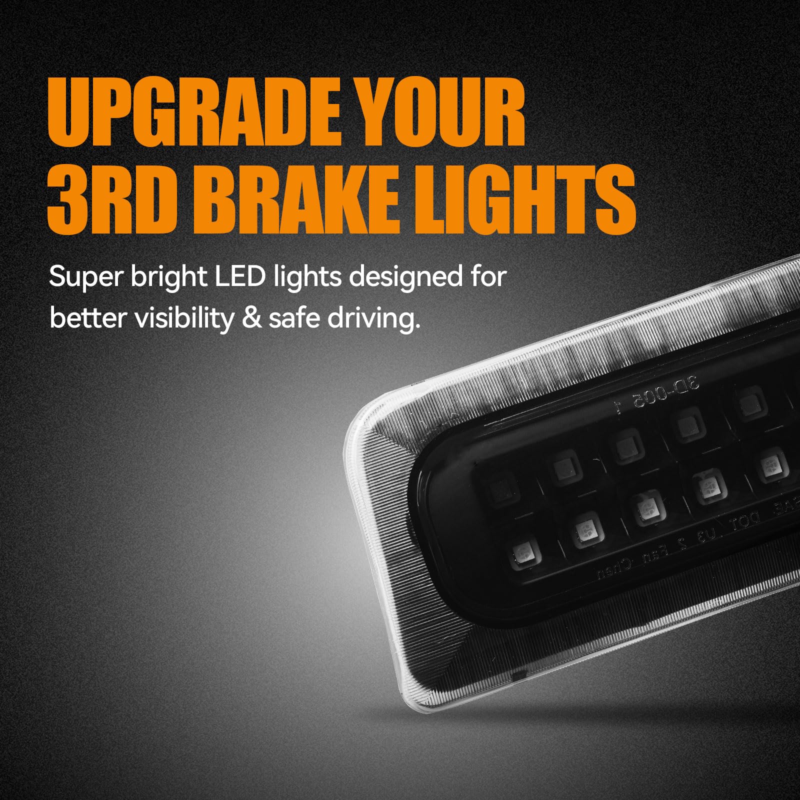 Cxdar LED Third Brake Light for 1994-2003 Chevy S10 & GMC Sonoma, Waterproof High Mount Rear Light, Black