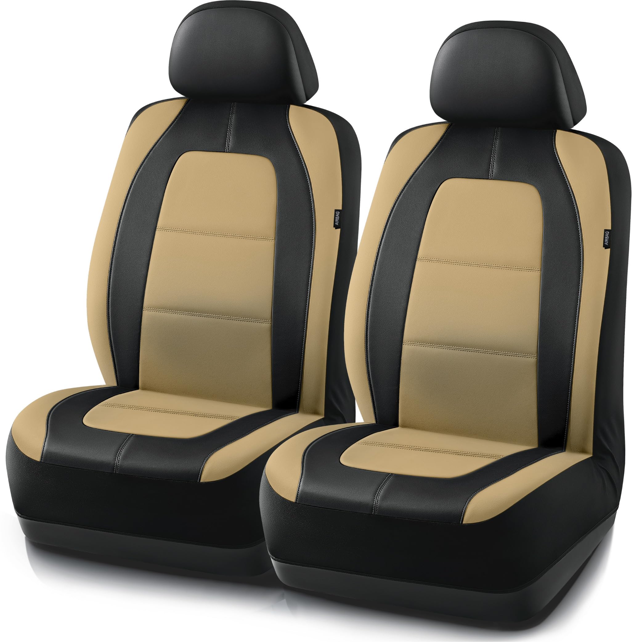Road Comforts Car Seat Cover, Leather Car Seat Covers, Front Low Back Sport Seat Covers, Airbag Compatible, Universal Fits For M
