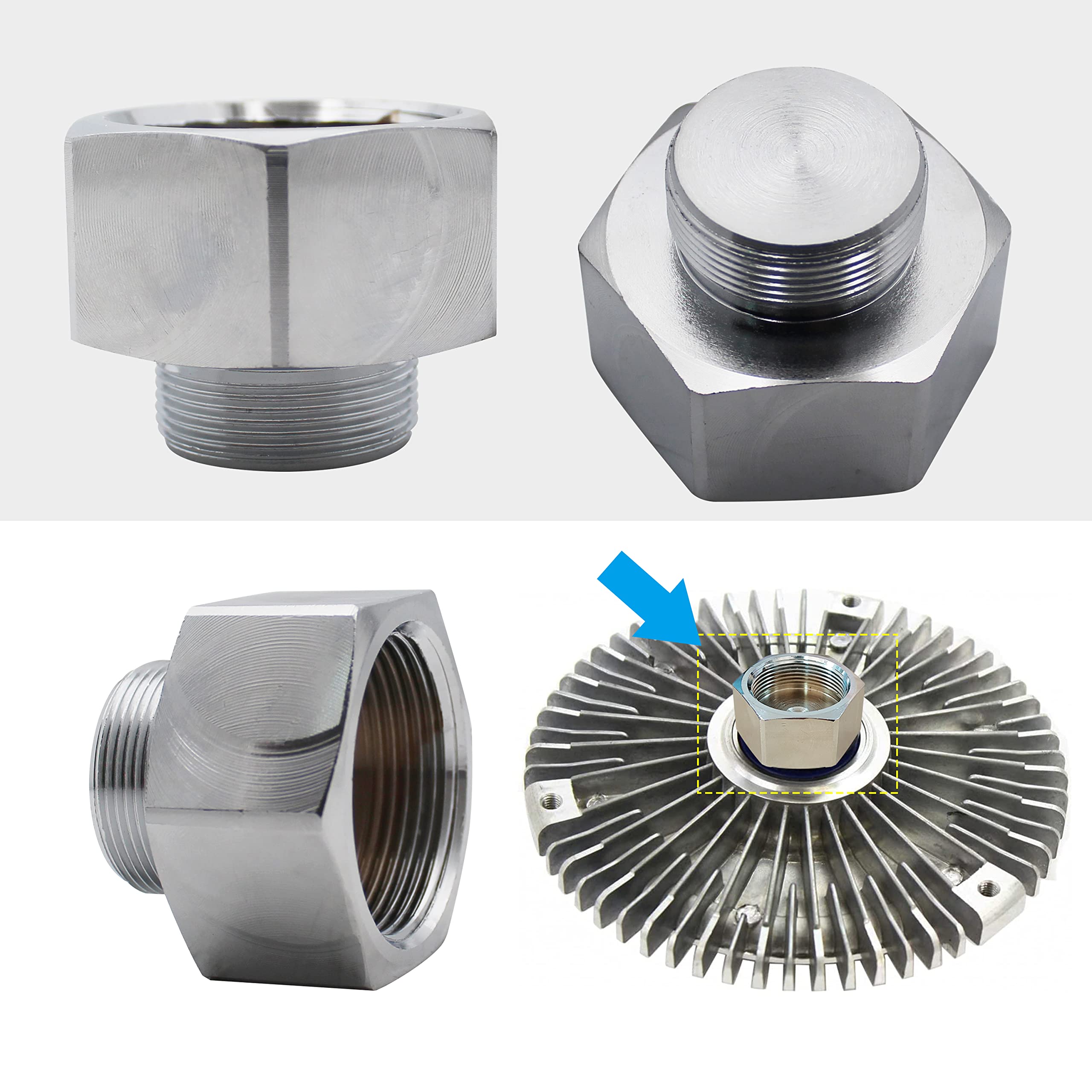 6.0L - 7.3L Diesel Mechanical Fan Clutch Adapter Compatible With Ford 6.0L Powerstroke 2003-2007 Diesel Engines