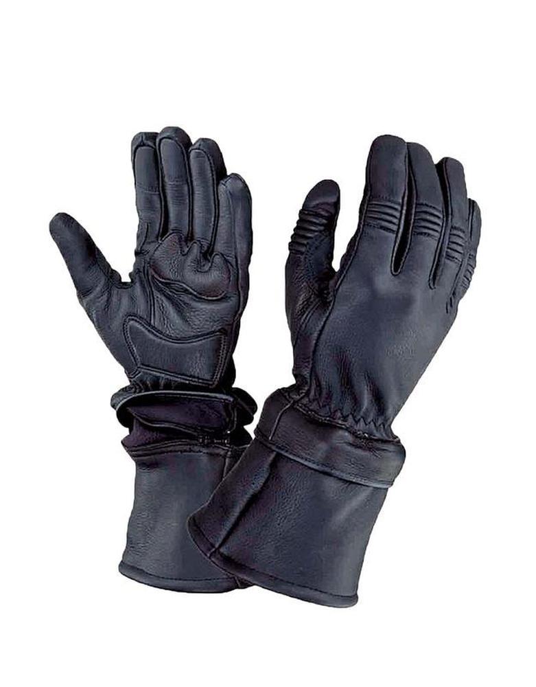 Mens Motorcycle Gauntlet Gloves with Zipp off Cuffs,Black,Size  2XL