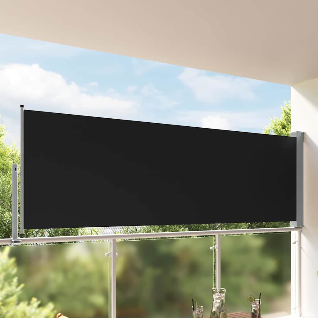 vidaXL Patio Retractable Side Awning 47.2inchx118.1inch Black