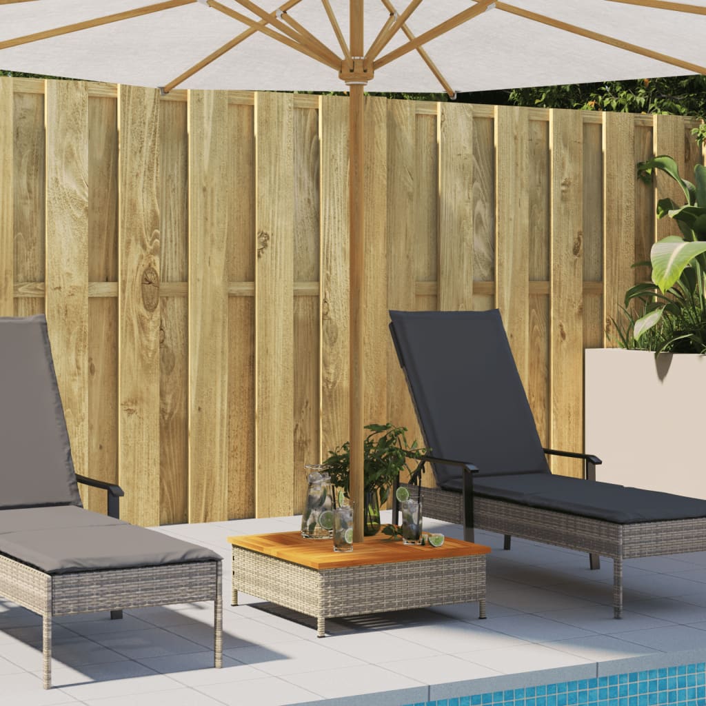 Vidaxl Parasol Base Cover Gray 27.6''X27.6''X9.8'' Poly Rattan And Acacia