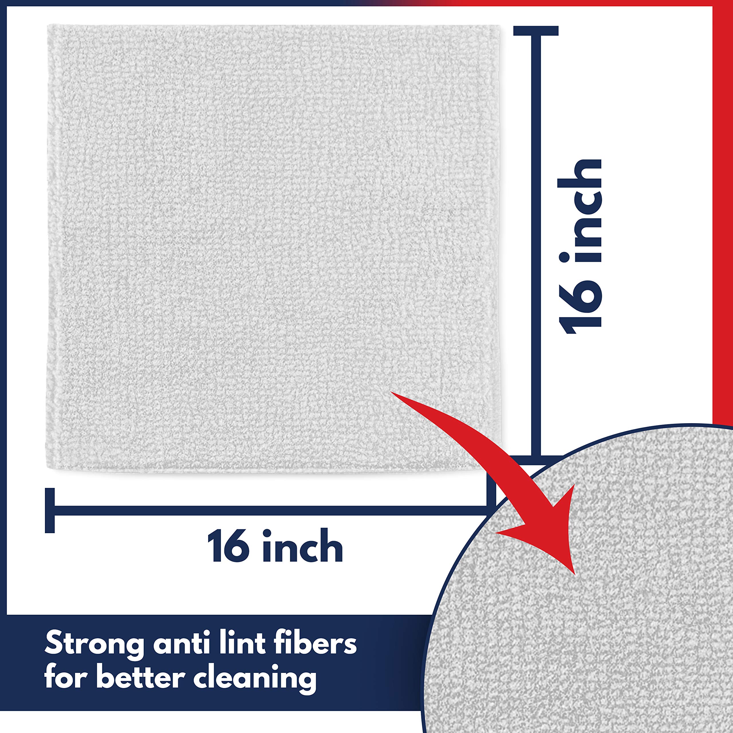 USANOOKS Microfiber Cleaning Cloth - 16x16 inch, White - Pack of 12, Ultra Absorbent, 1200 Washes, Streak-Free Shine