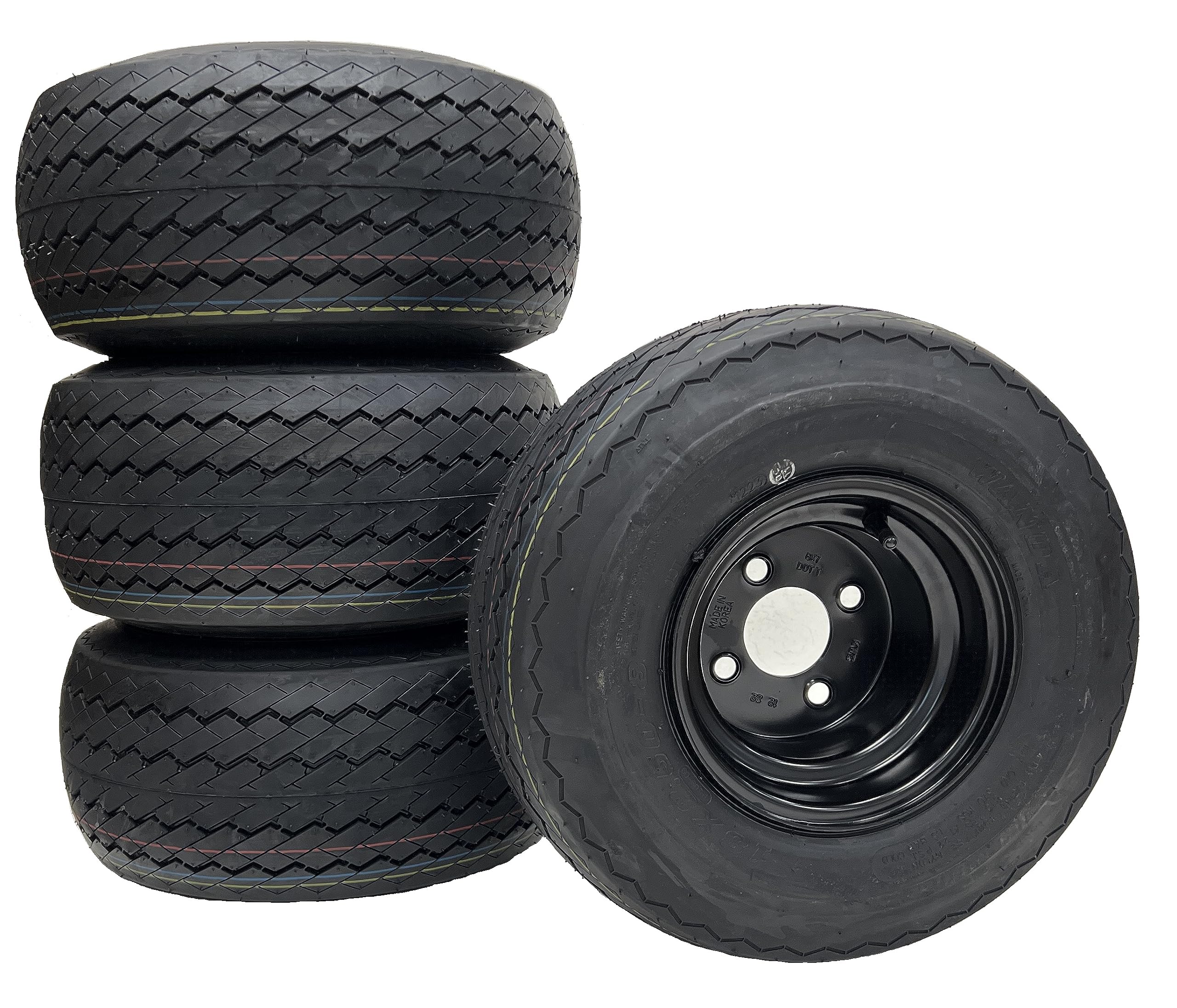 eCustomrim 4-Pack 8 18X8.50-8 Black Golf Cart Tire And Wheel Fits E-Z-GO, ClubCar, Cushman, Yamaha, EZGO - 2 YEAR WARRANTY