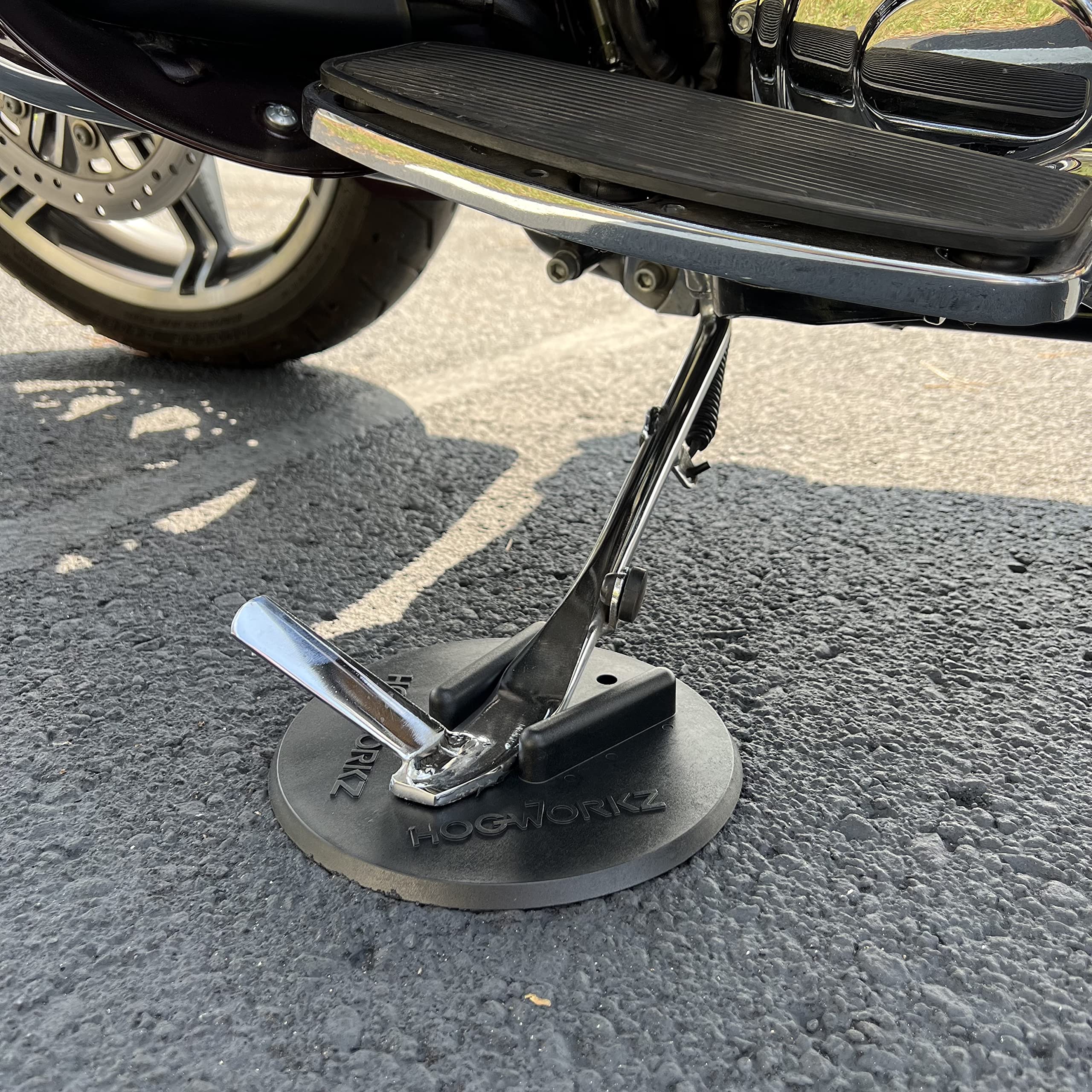 Hogworkz Jiffy Stand Coaster Kickstand Pad Compatible with Harley Davidson Motorcycle Street Glide Road King Electra Glide Road