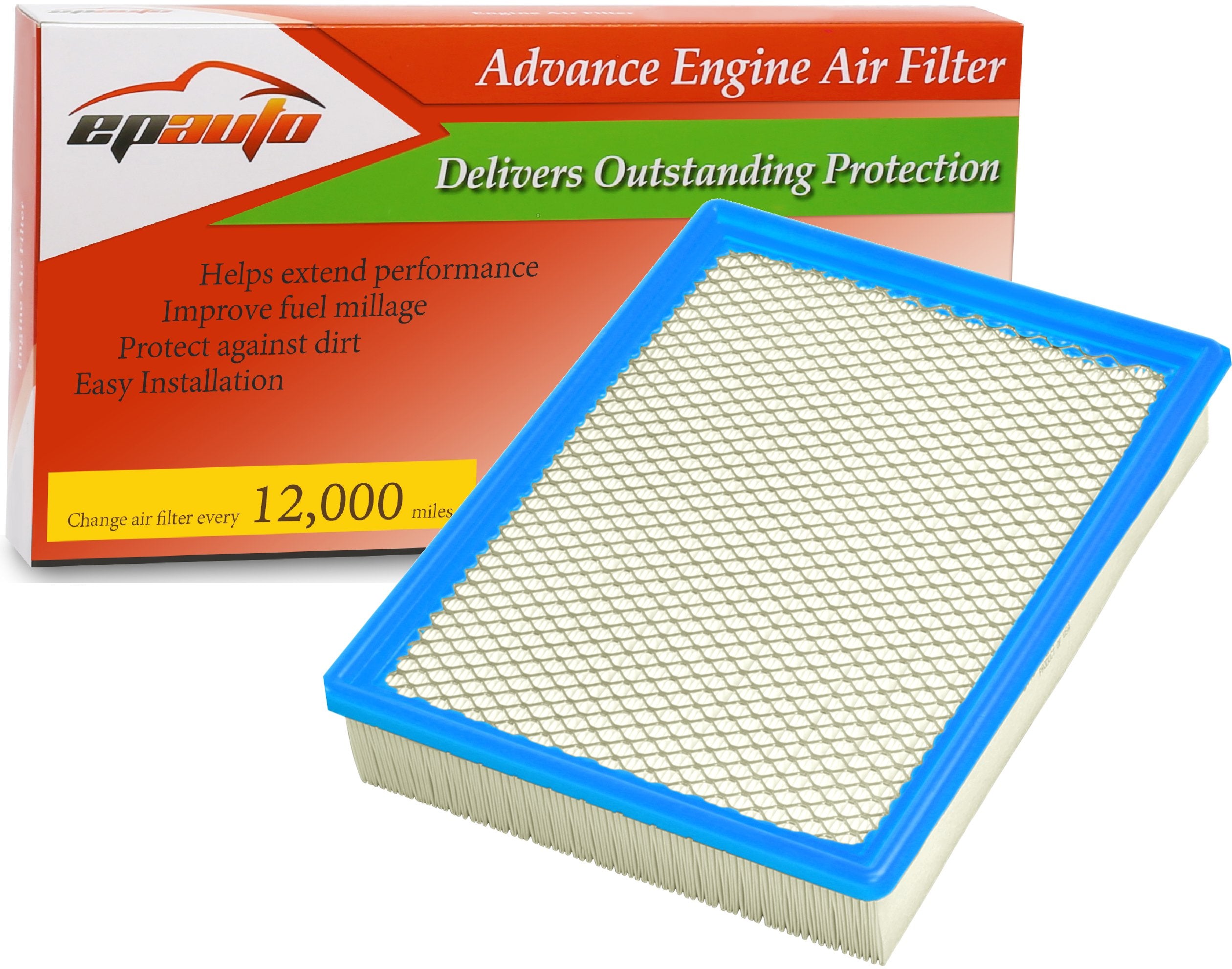 EPAuto GP755 (CA8755A) Replacement for Cadillac/Chevrolet/GMC Panel Engine Air Filter for Silverado(1999-2019),Suburban(2000-201