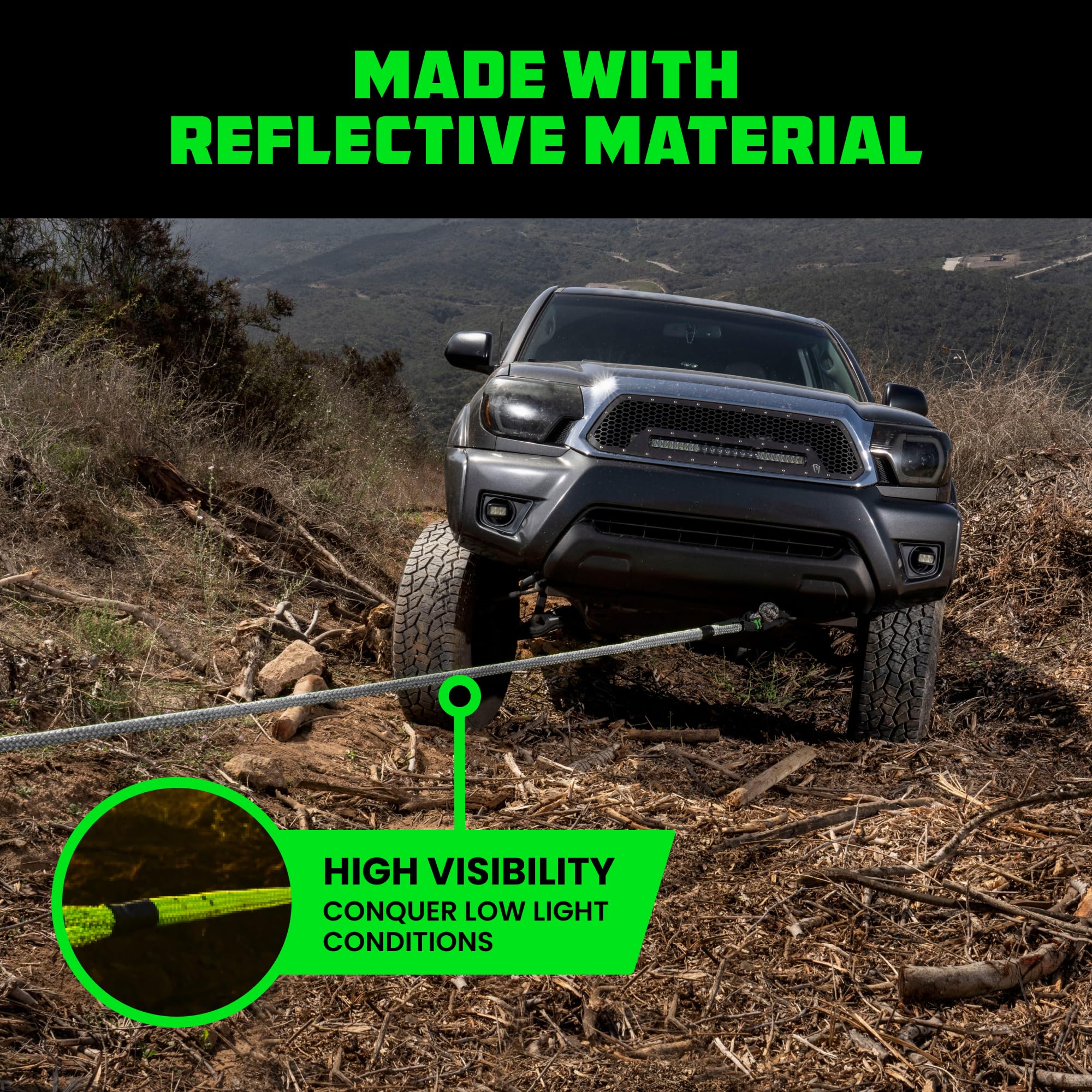 Rhino USA Kinetic Recovery Tow Rope Heavy Duty Offroad Snatch Strap for UTV, ATV, Truck, Car, Tractor - Ultimate Elastic Straps