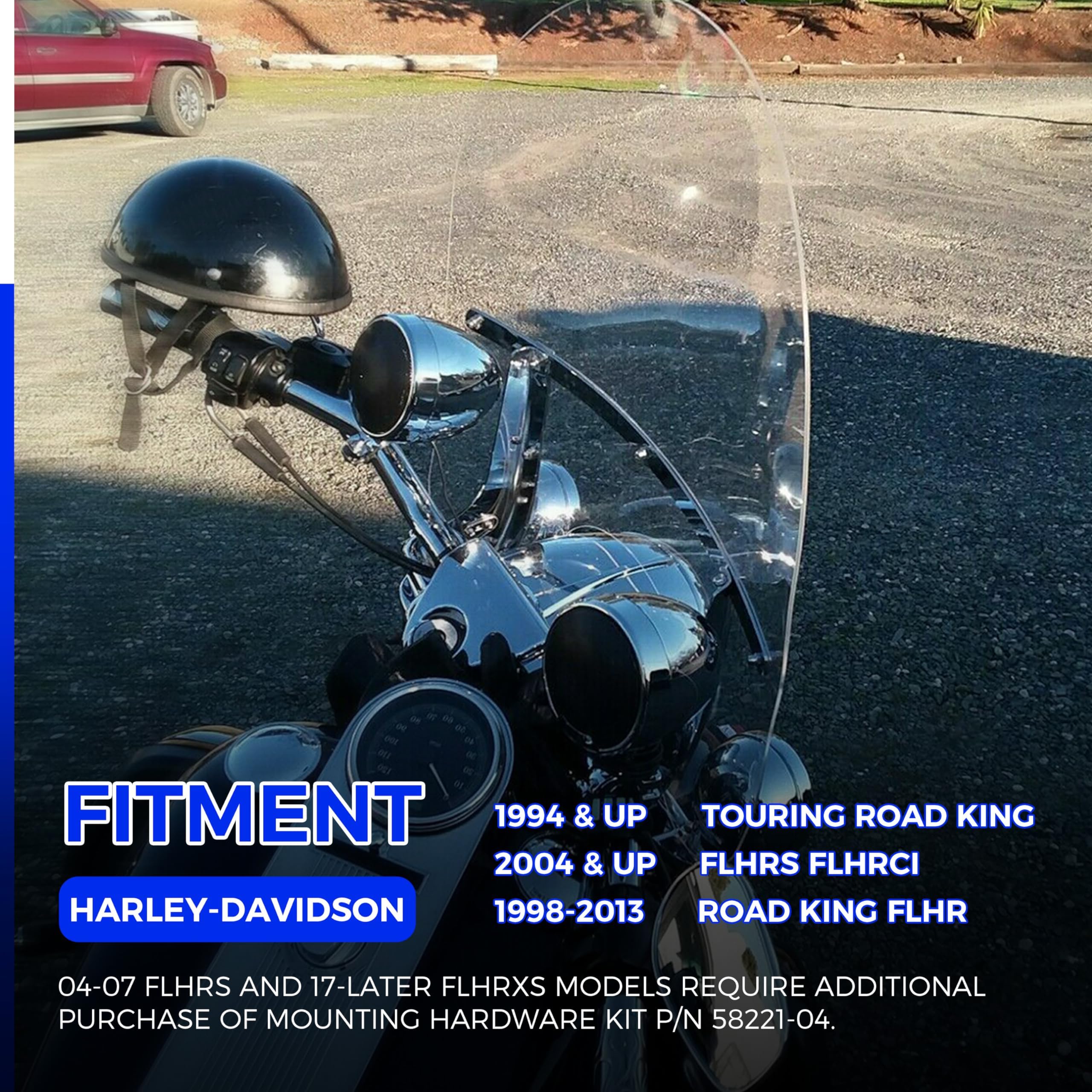 ECOTRIC Motorcycle Windshield 29'' x 22'' Clear Acrylic for 1994-2024 Harley Davidson Touring Models, Large, White, Model WSD-06