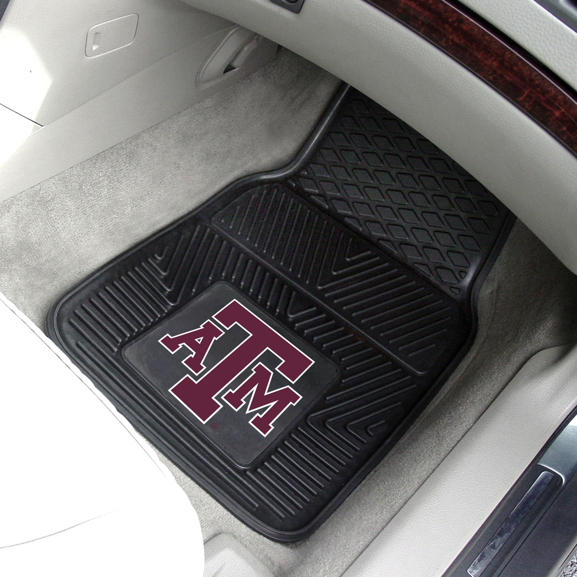 FANMATS Texas A&M Aggies Car Mats Set of 4 - All Weather Rubber - 29"x17" Front, 14"x17" Rear - Universal Fit