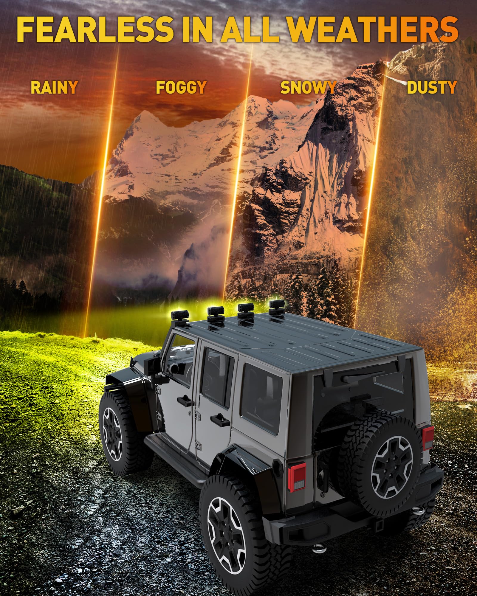Naoevo 7 Inch Yellow Led Light Bar, 240W 24,000Lm Led Pods/Off Road/Fog/Driving Lights With Spot Flood Combo For Truck Boat Utv