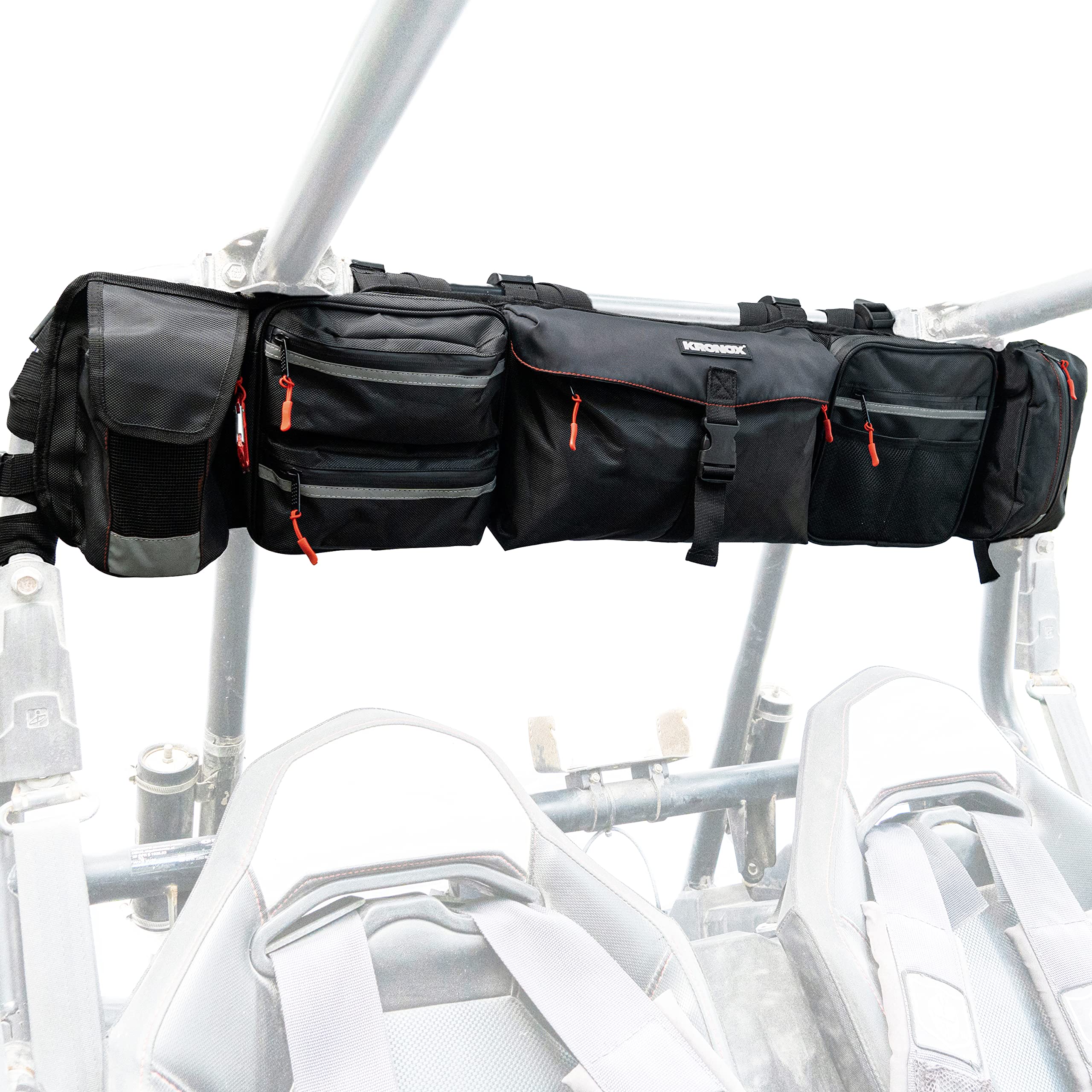 KRONOX UTV & Jeep Roll Cage Organizer Tool Bag - Heavy-Duty Off-Road Gear Rolling Bag for Rear/Side By Side Accessories - 8 Mult