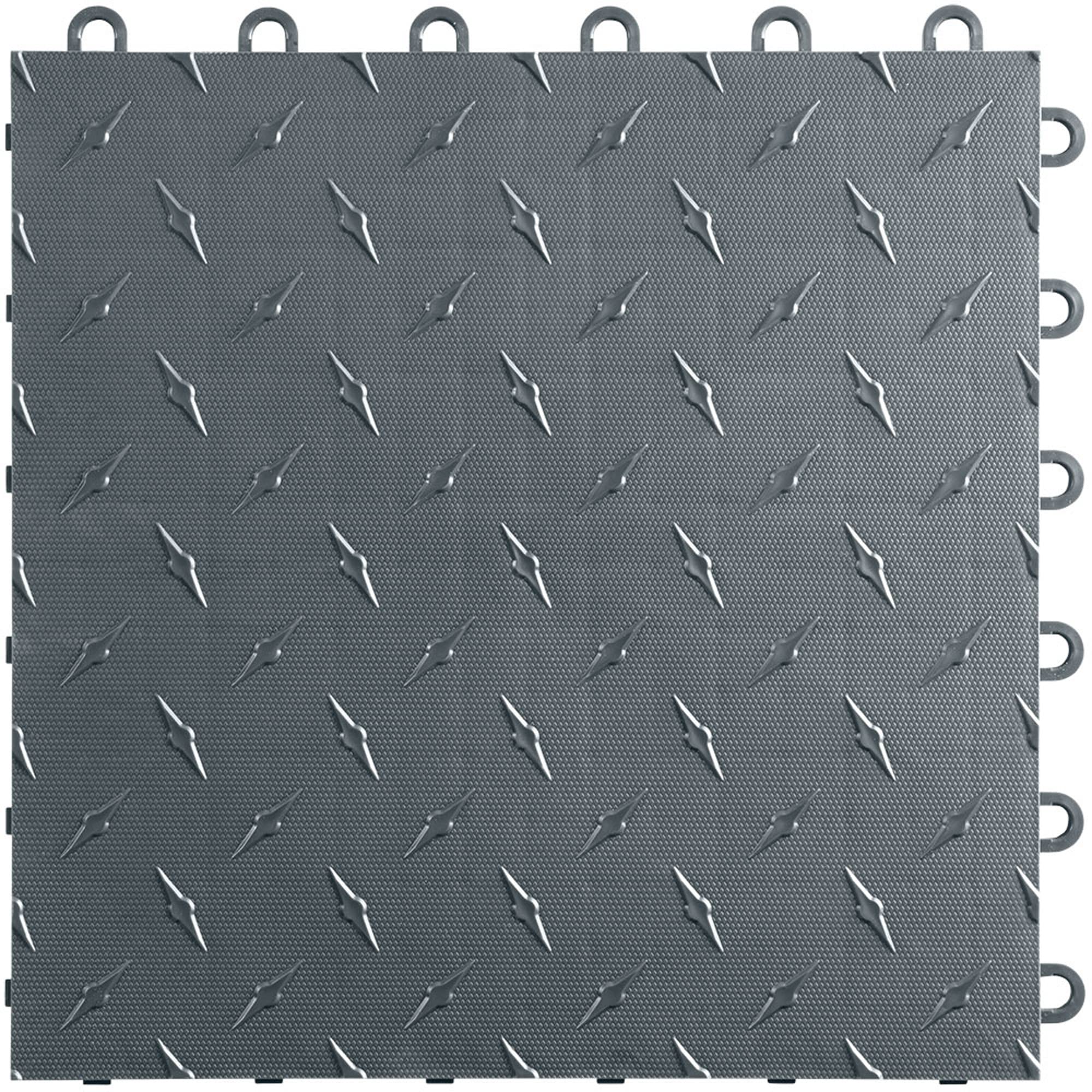 Speedway Diamond Interlocking Garage Floor Tiles 12 x 12 x 0.5 in, Grey, 10 Piece Set