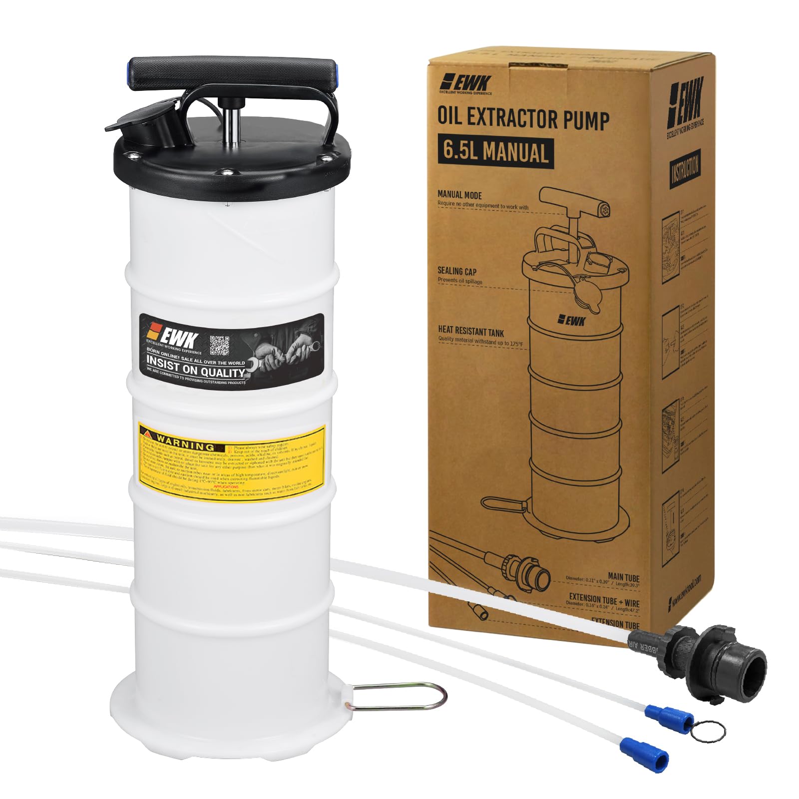 Ewk 6.5L Manual Oil Extractor Change Pump For Automotive Fluids Vacuum Evacuation
