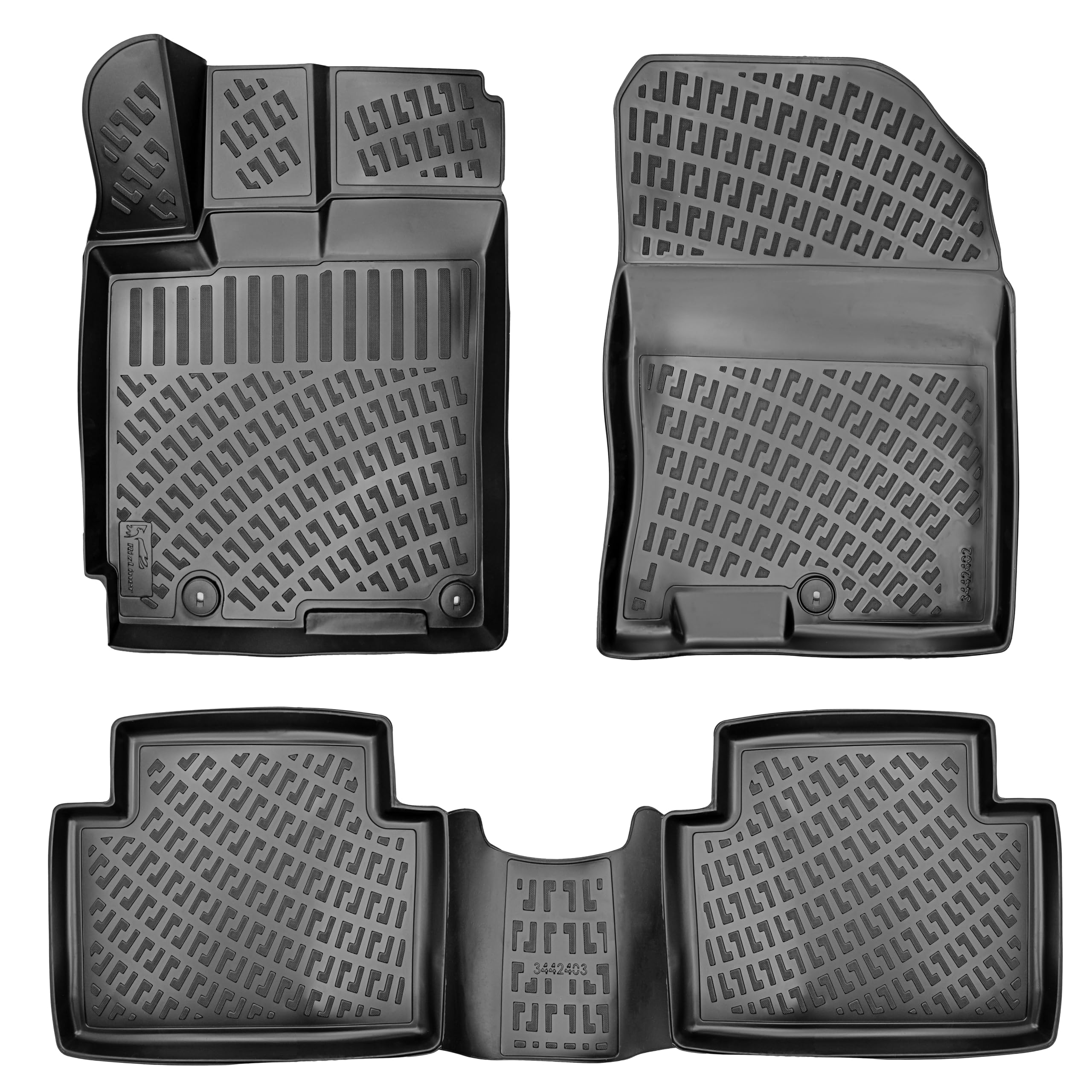 Rizliner Hyundai Kona 2018-2023 & Kona N 2022-2023 (No Electric Models) Floor Mats 3D Custom Fit Compatible With Hyundai Kona Ru