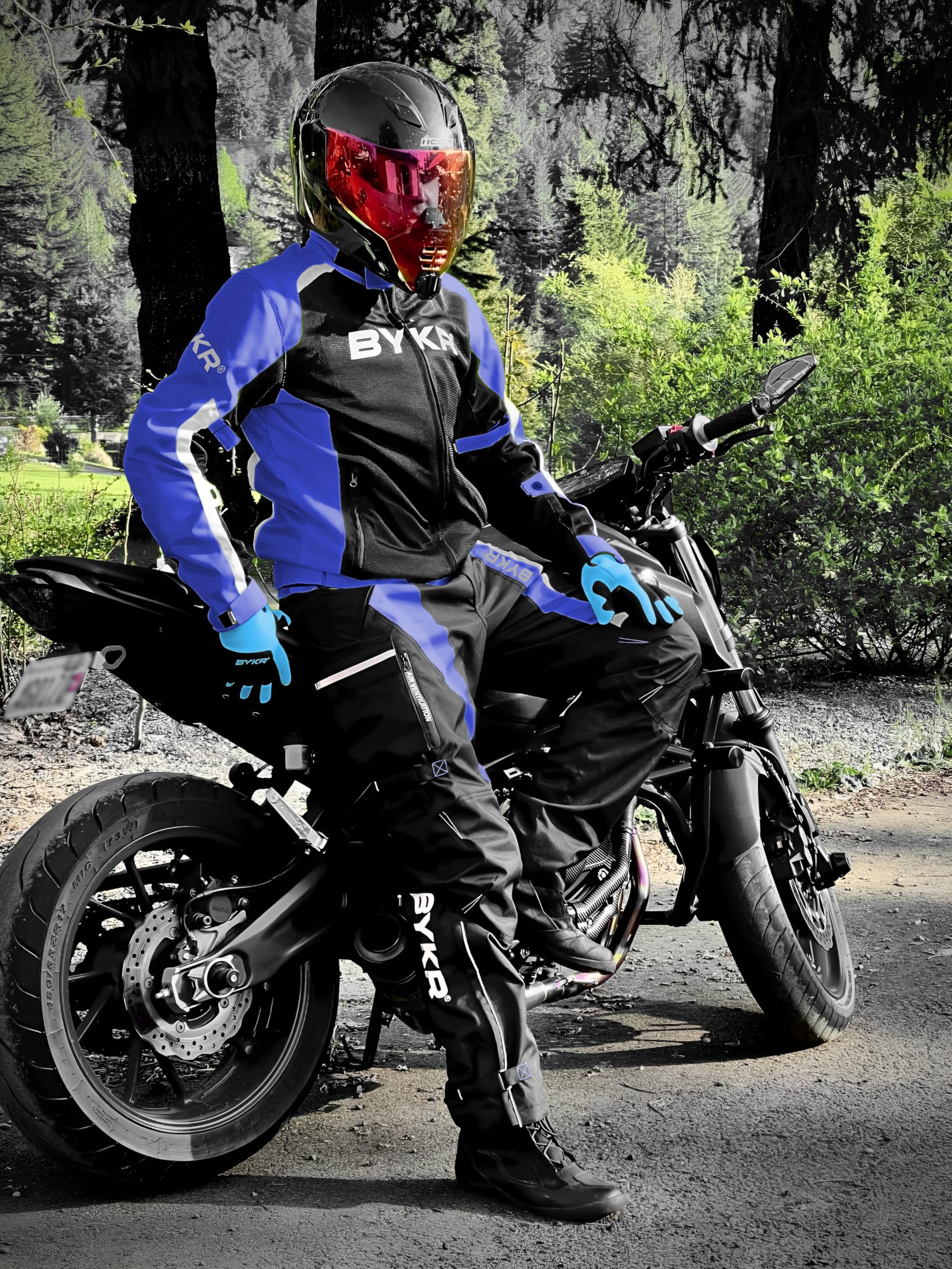 Bykr All-Weather Motorcycle Gloves For Men & Women - Protection For Dirt Bike, Bmx, Mx, And Atv Riding - Blue 3Xl