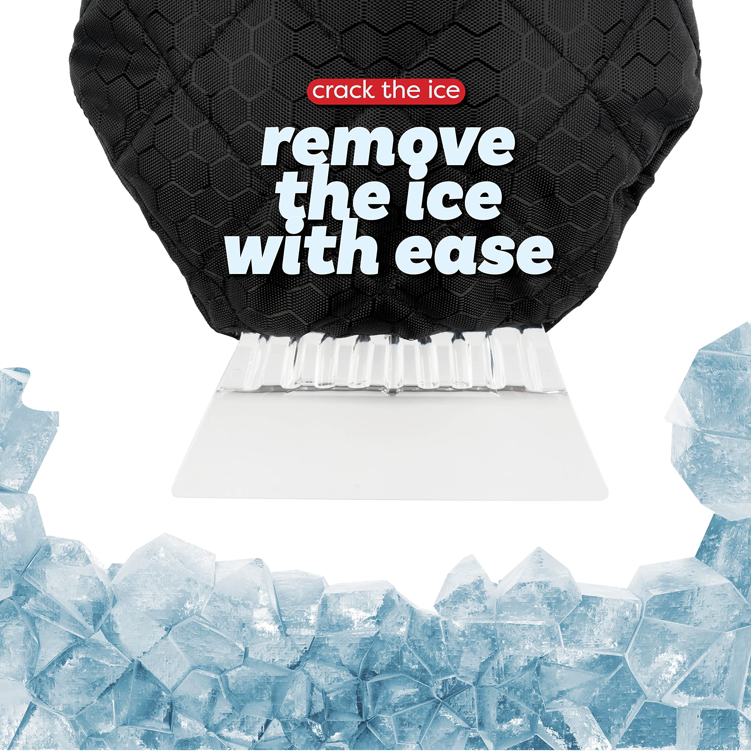 SCRUBIT Ice Scraper with Glove - Waterproof & Windproof Car Snow Scraper - Black Fleece Mitt for Quick Snow Removal