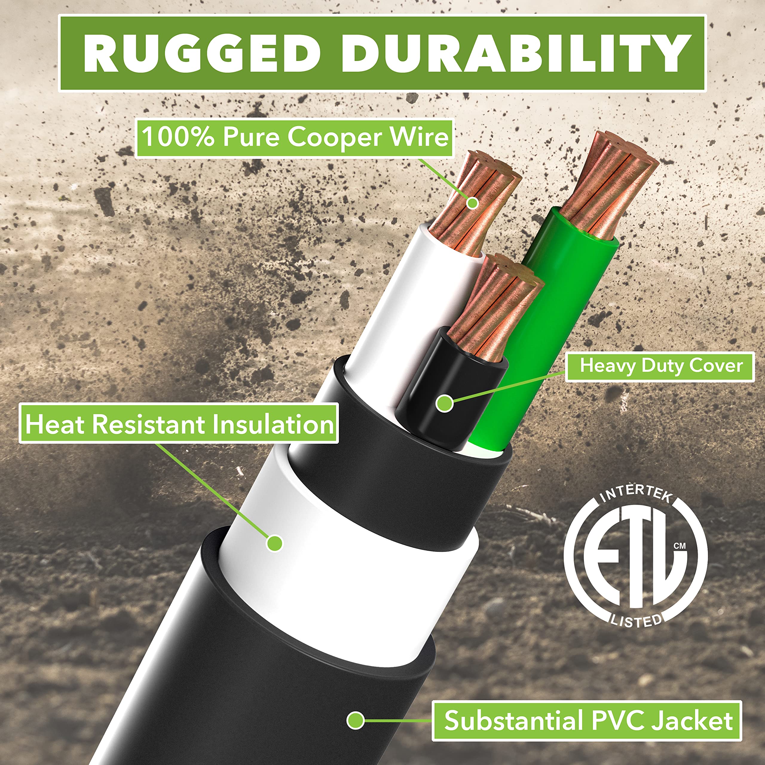 Leisure Cords 15 Foot Power/Extension Cord with 30 AMP Male Standard / 30 AMP Female Locking Adapter (30 Amp - 15 Foot)