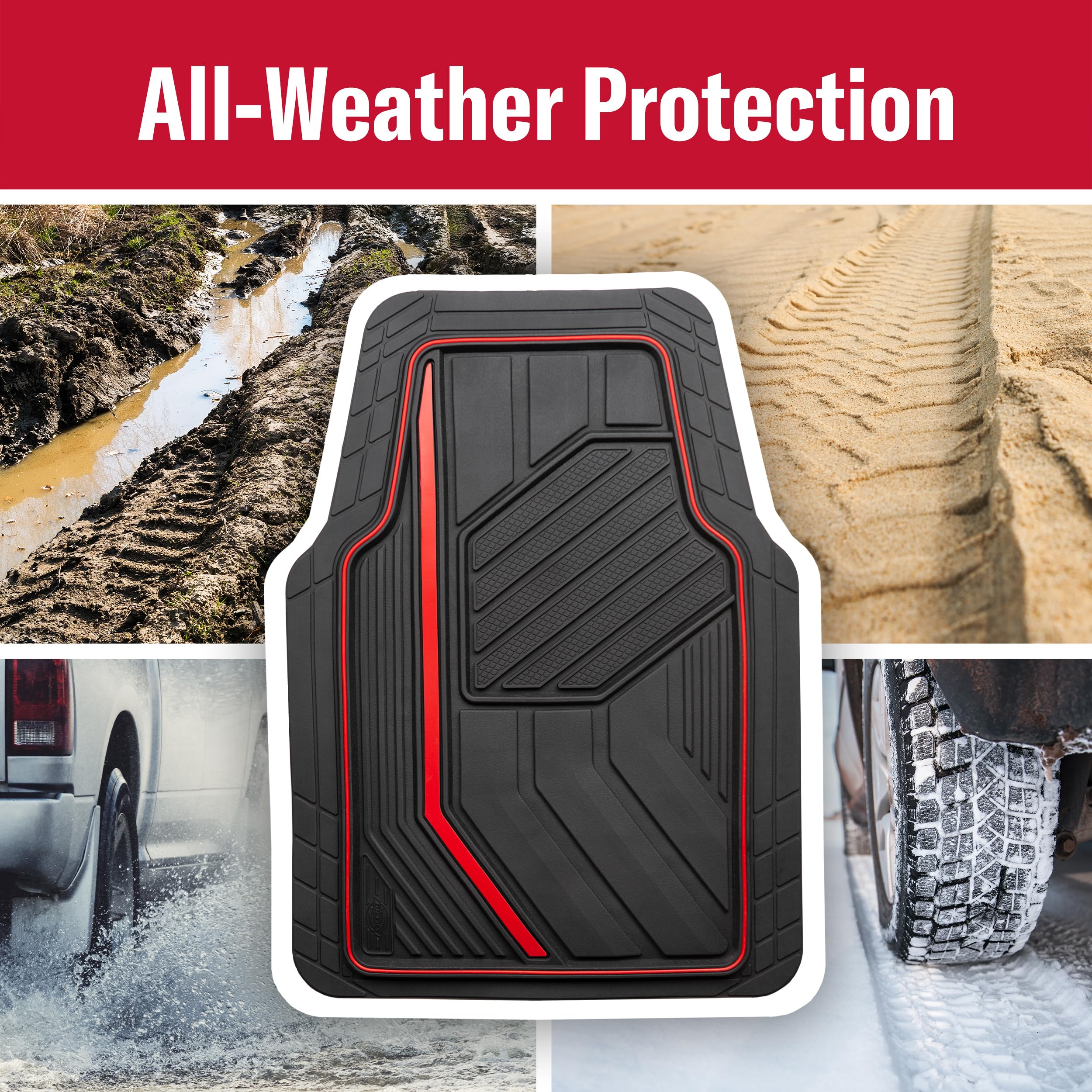 Dickies 3-Piece Durasport Floor Mats, Heavy-Duty Automotive Floor Mats, All-Weather Floor Mats For Cars, All-Weather Floor Liner