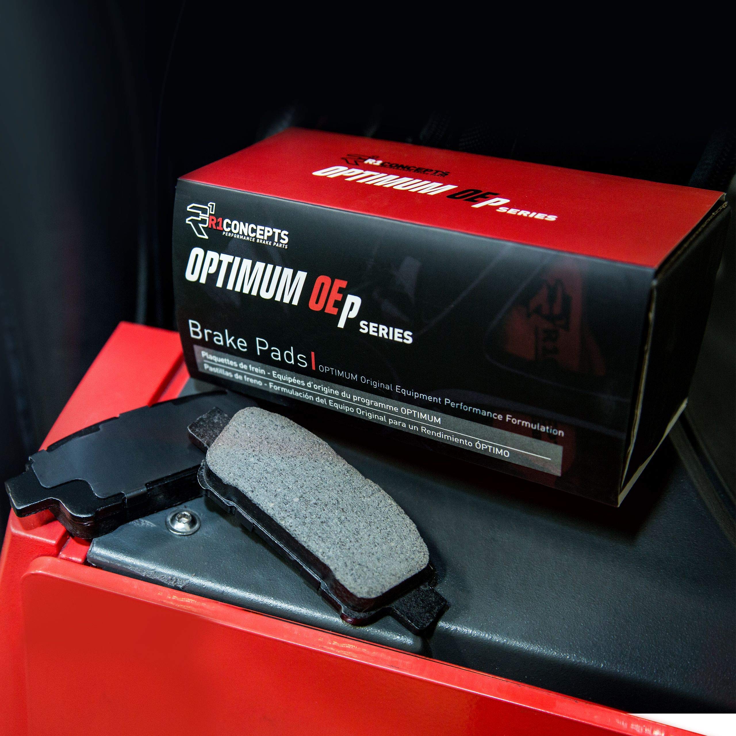 R1 Concepts Rear Optimum Oep Series Brake Pads With Rubber Steel Rubber Shims| Fits 1997-2004 Lotus Esprit, 2005-2011 Lotus Elise, 2006-2011 Lotus Exige, 2008-2011 Tesla Roadster