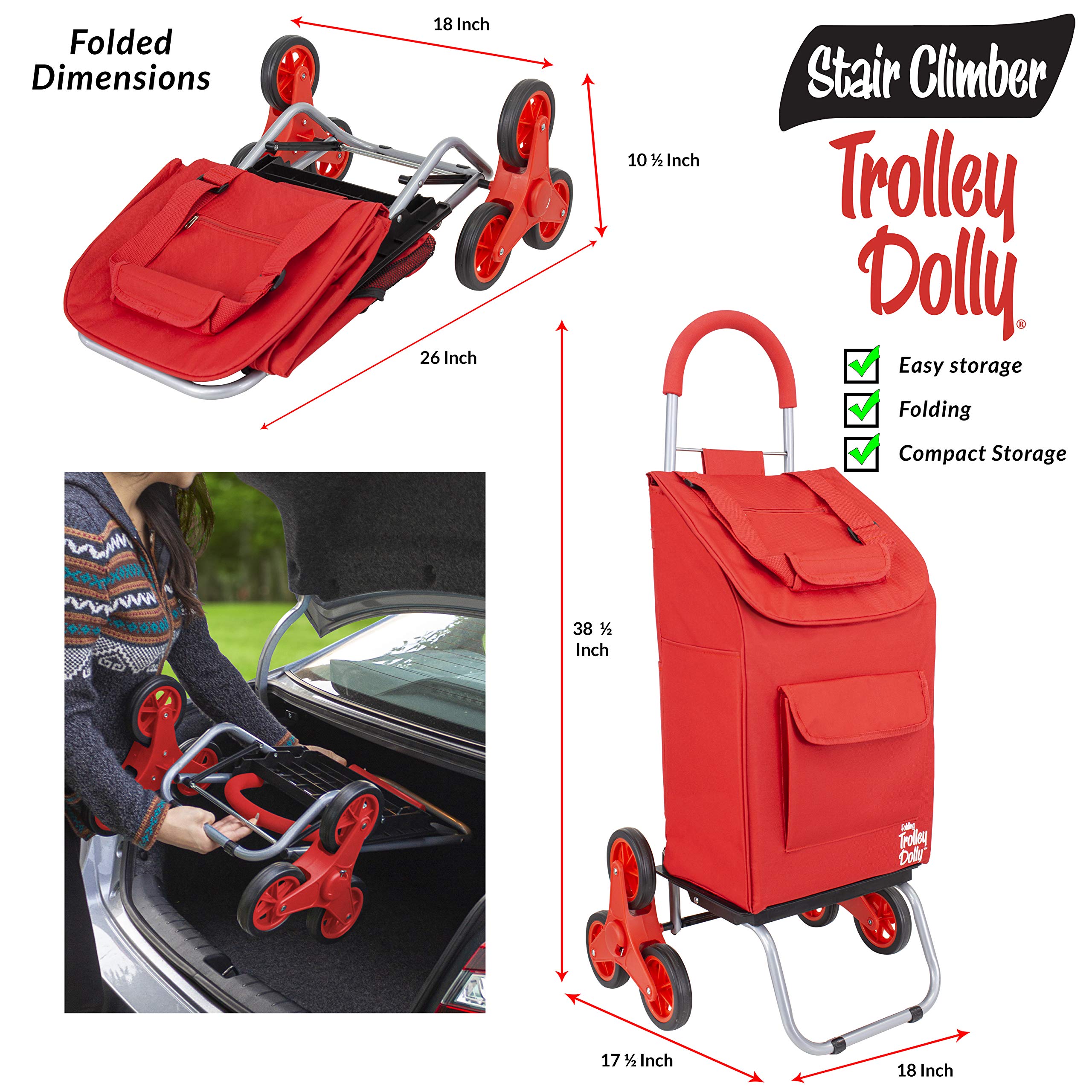 Dbest Products Stair Climber Trolley Dolly Folding Grocery Cart 3 Wheels Heavy Duty Shopping Hand Truck Made For Condos Apartmen