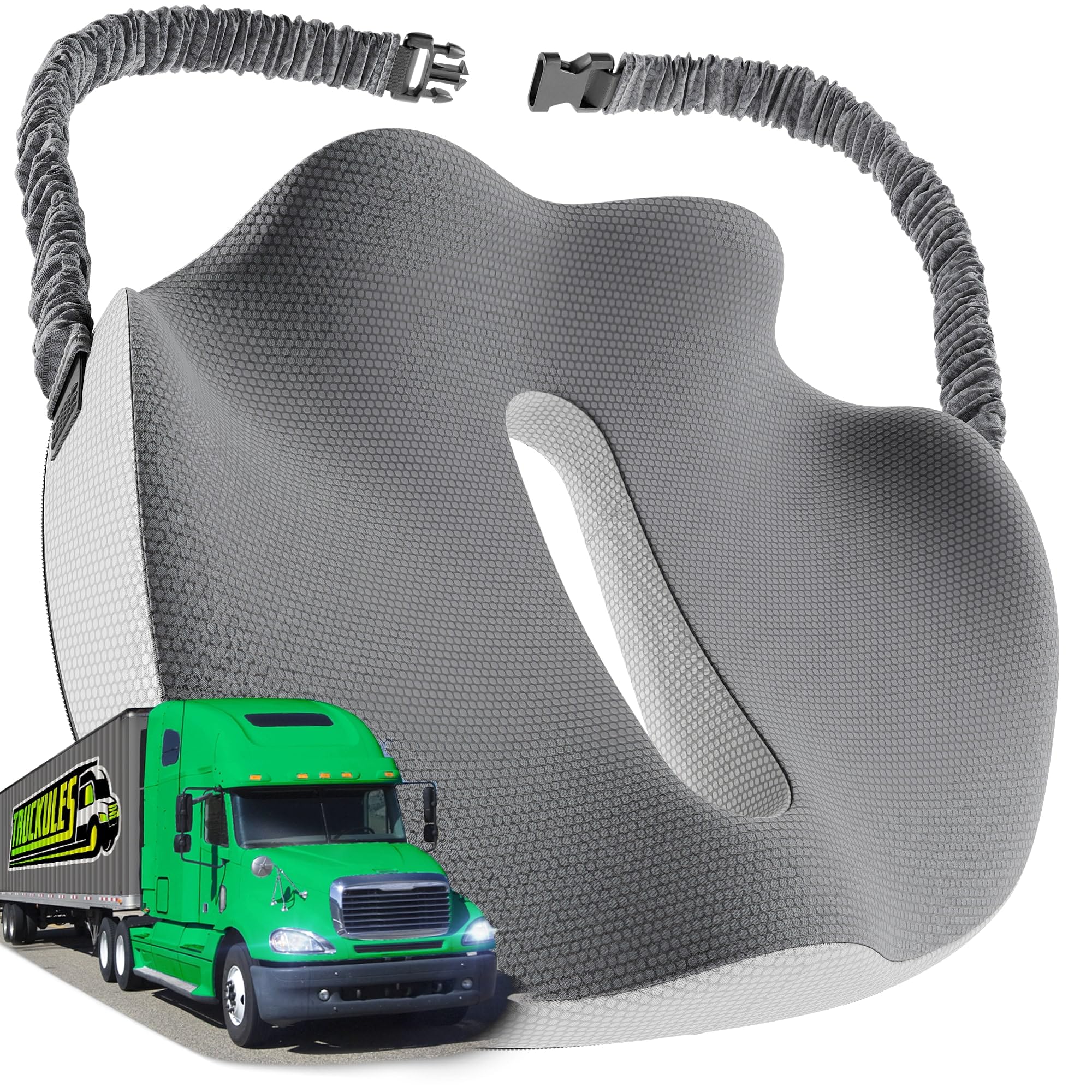 Truck Seat Cushion For Truck Driver Seat Cushion - Upgraded Back Support, Thick And Firm Memory Foam, Pain Relief For Hours Of D