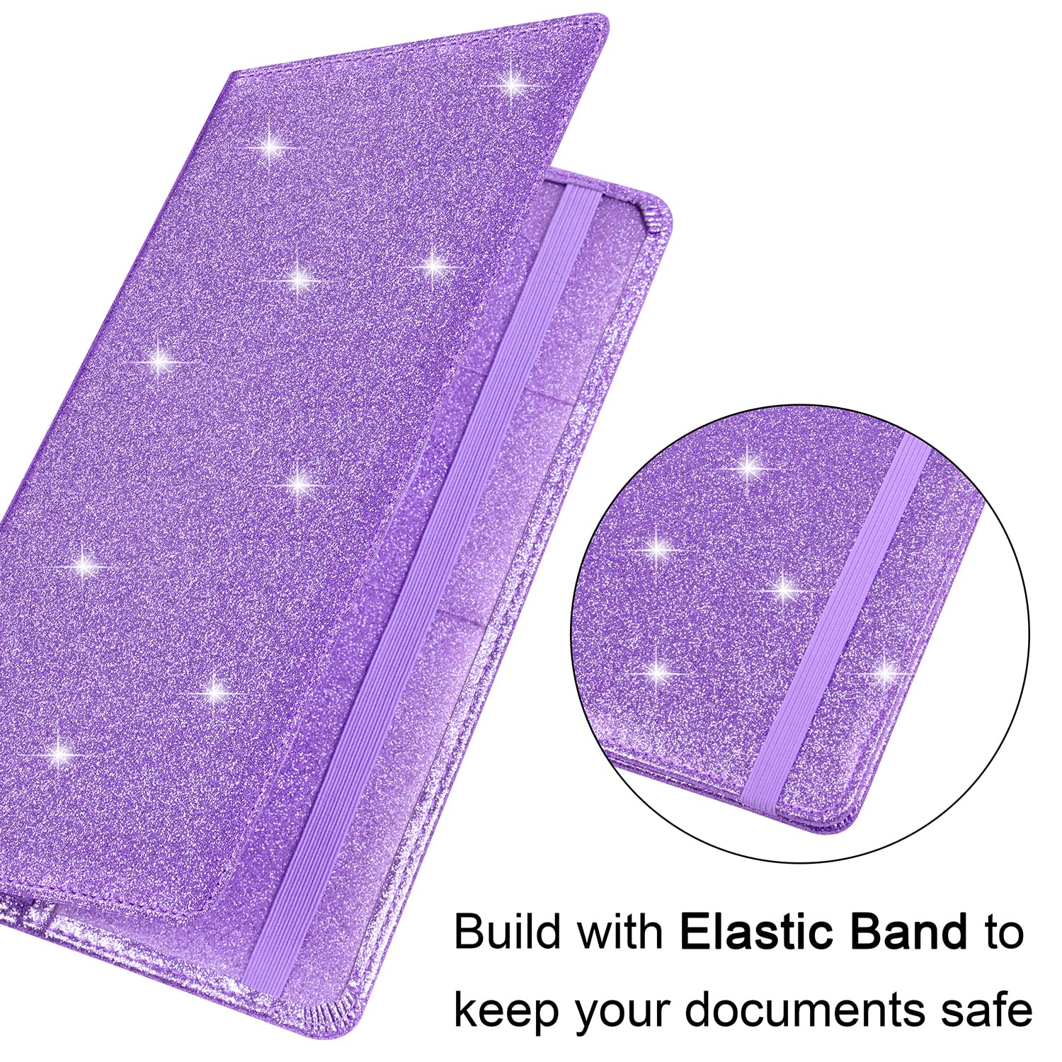 Wisdompro Car Registration And Insurance Holder Premium Glitter Pu Leather Vehicle Glove Box Organizers Wallet For Document, Lic