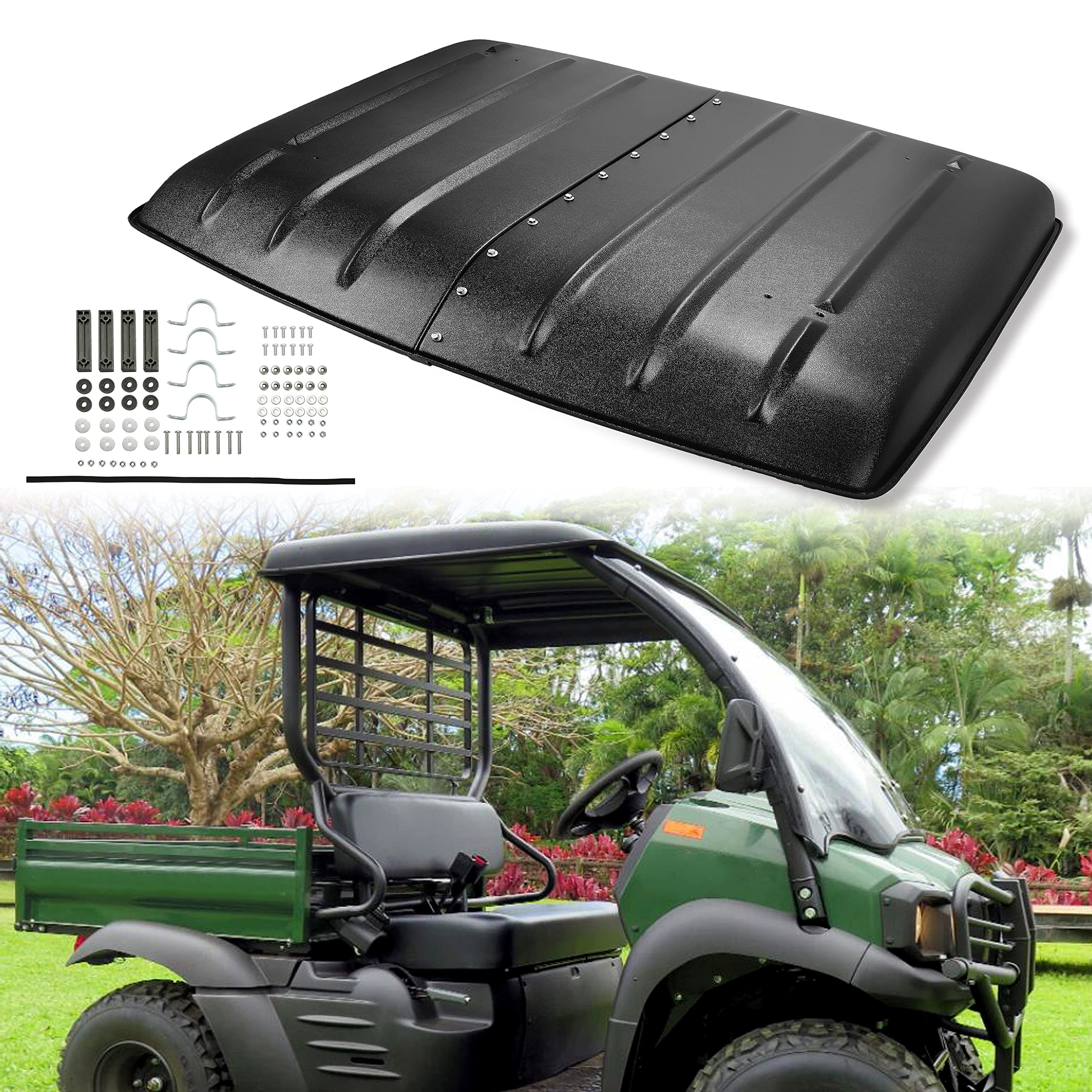 ECOTRIC Hard Top Compatible with 2005-2023 Kawasaki Mule 600 610 4x4 SE XC SX Roof Protector Replace for KAF600-005B