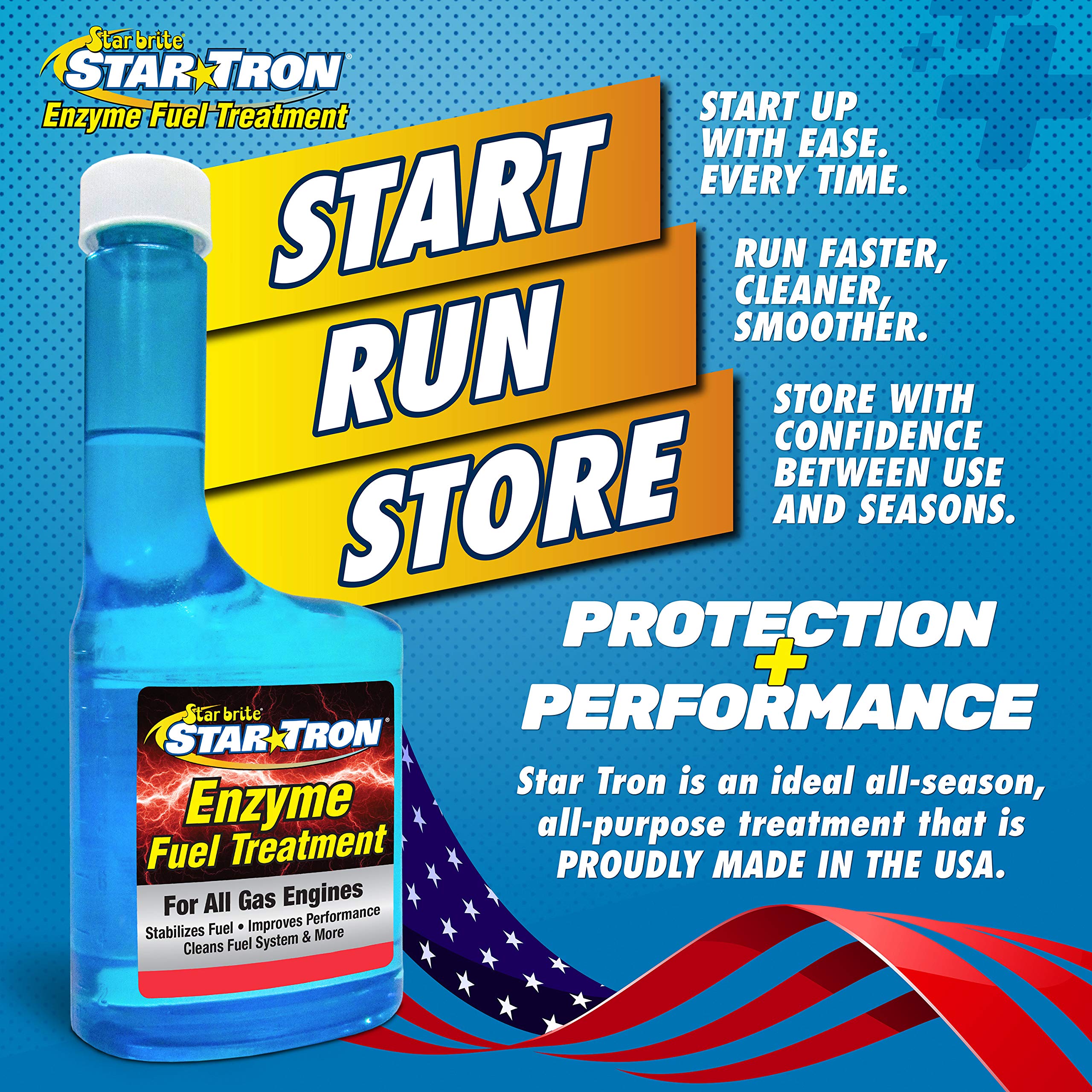 STAR BRITE Star Tron Enzyme Fuel Treatment, 128 Fl. Oz., Treats 2,048 Gallons, Improves MPG, Reduces Emissions, 1 Gallon, Blue