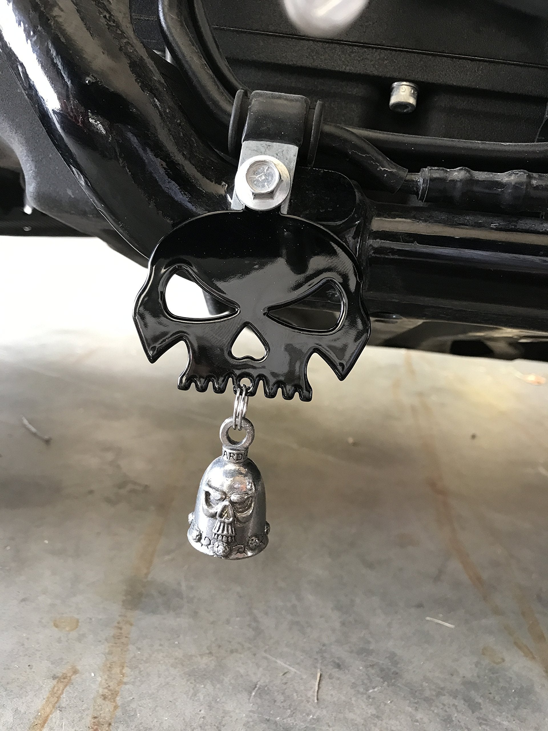 Gloss Black Skull Bell Hanger/Mount for Motorcycle Bolt & Ring Included fits all bikes Road King Street Glide Harley Davidson (N