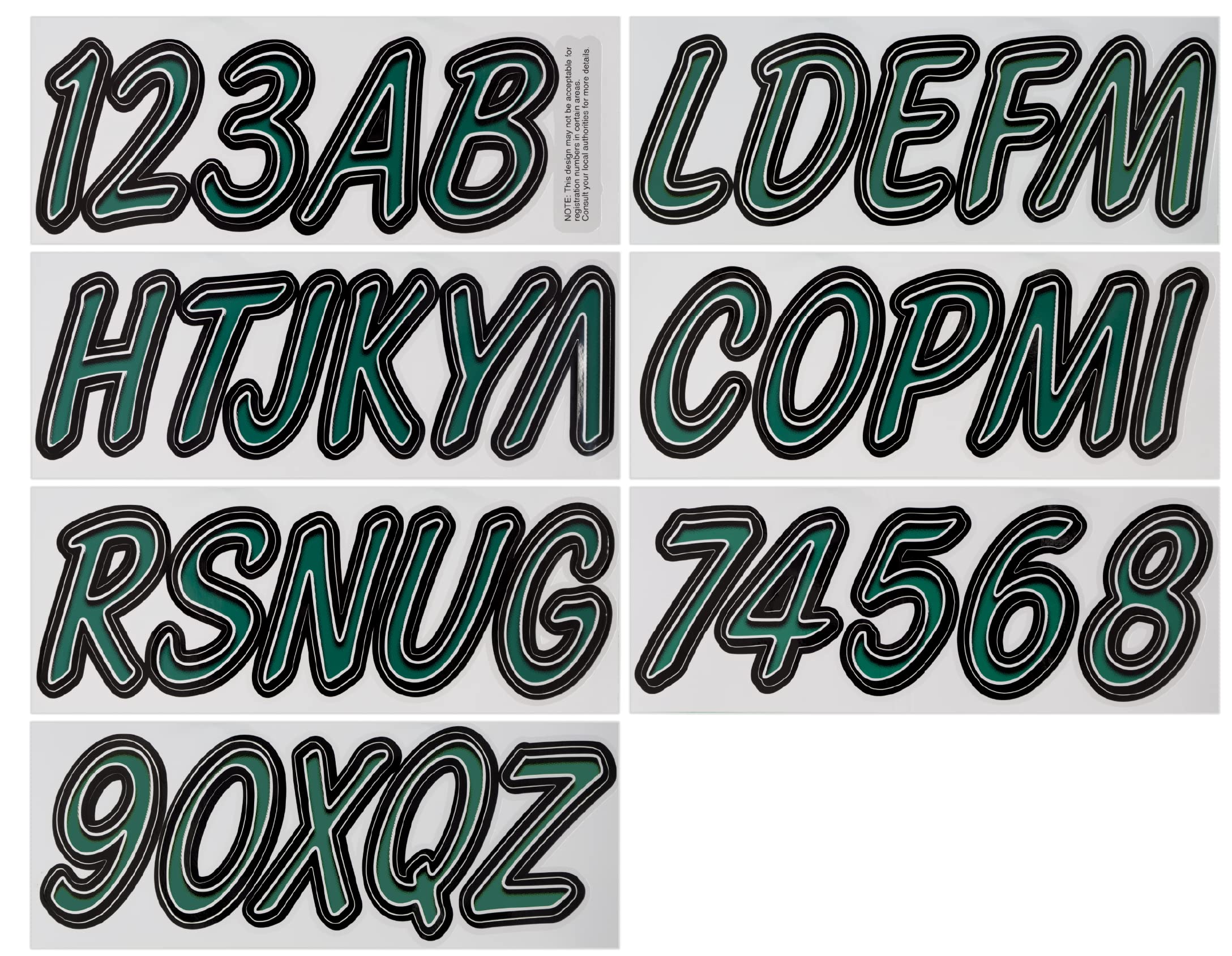 Hardline Products Series 400 Factory Matched 3-Inch Boat & PWC Registration Number Kit, Forest Green/Black (TEBKG400)