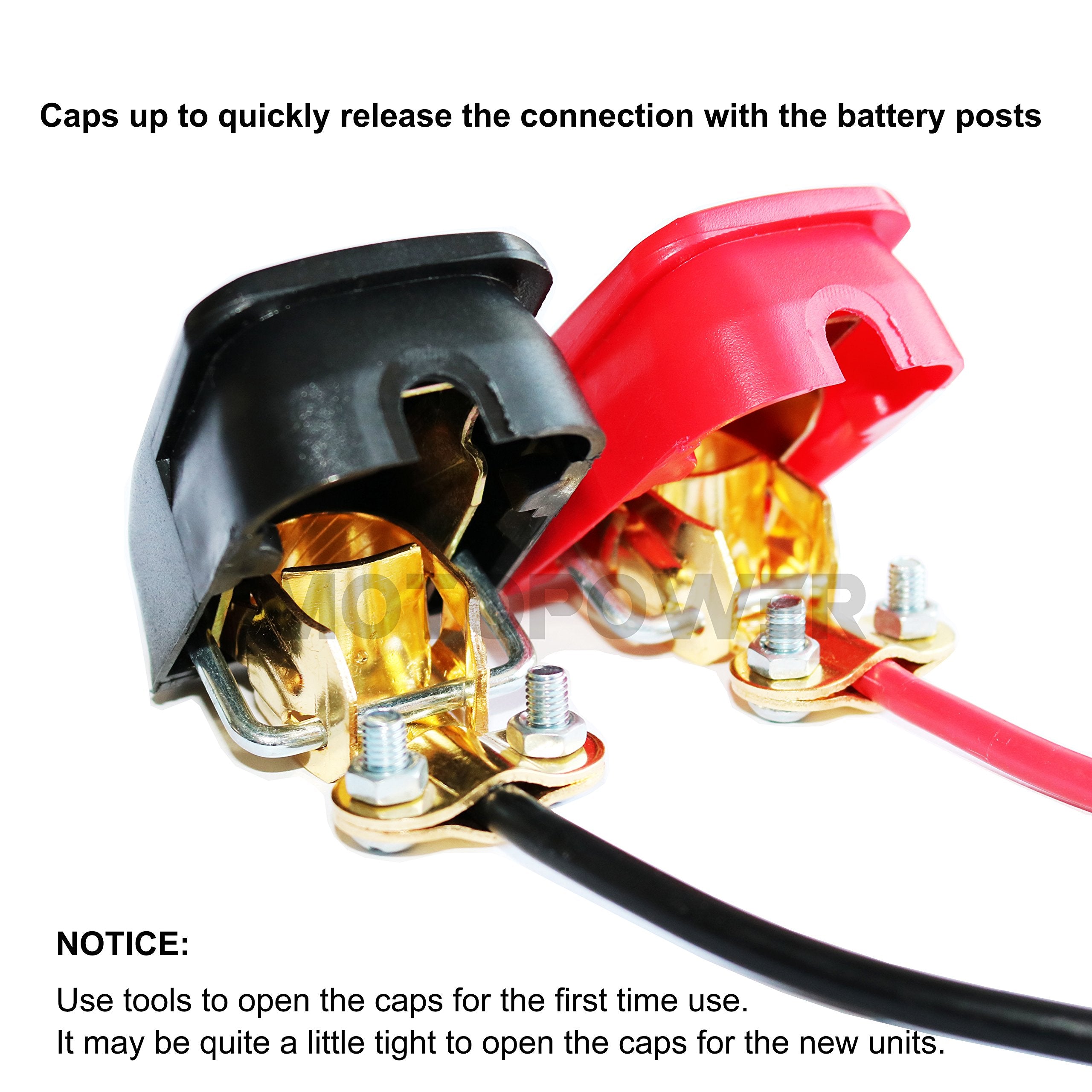 MOTOPOWER MP69011 Battery Quick Release Connectors - Red & Black Quick Disconnect Terminals