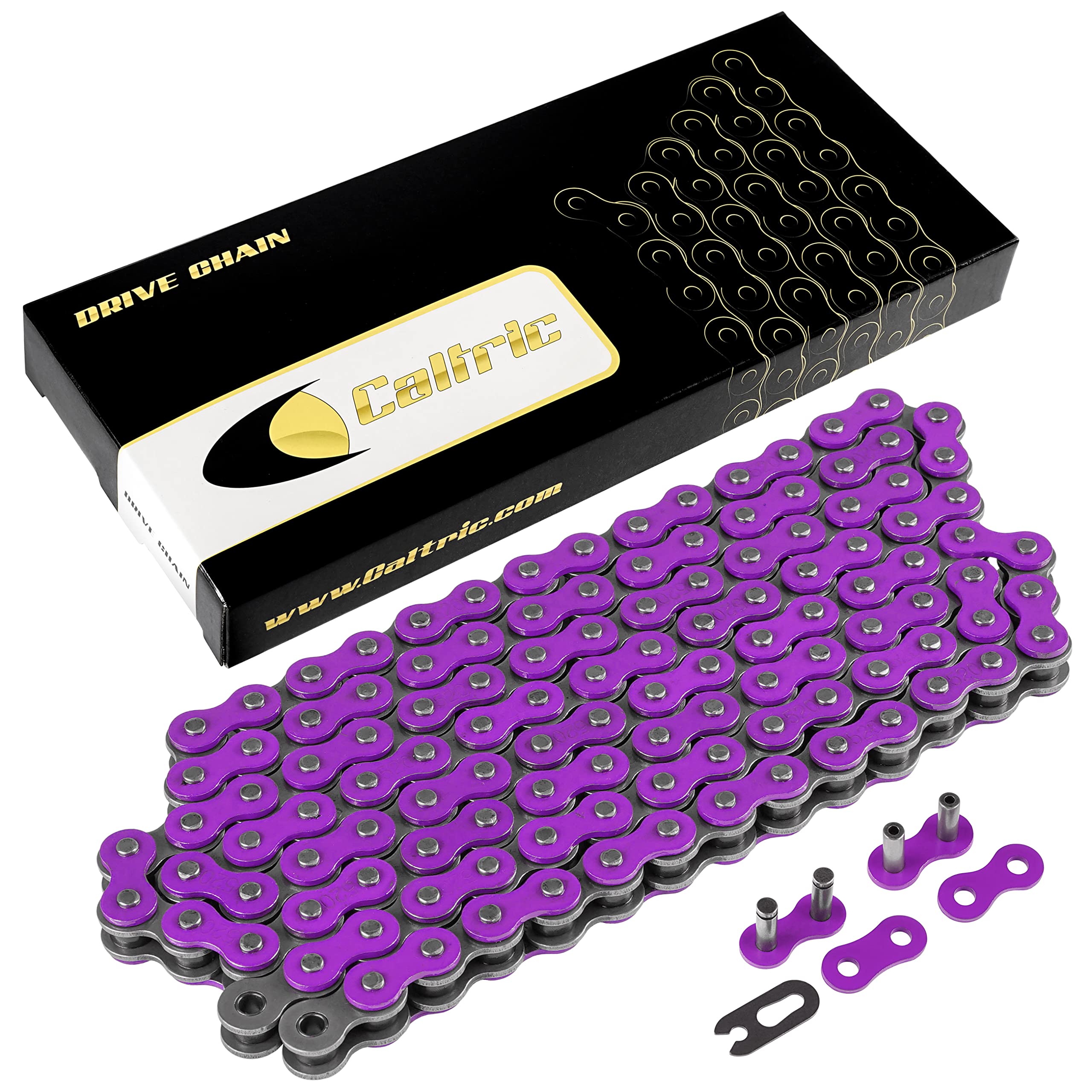 Caltric Purple 520-Pitch 120-Links Non-Oring Drive Chain Compatible with ATV/UTV/Quad/Side X Side/Motorcycle/Dirtbike/with Rivet