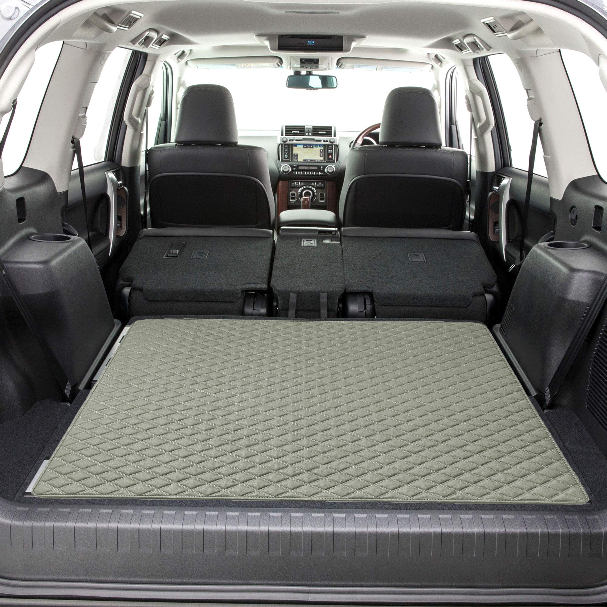 Fh Group F16501Gray-46 Deluxe Heavy Duty Faux Leather Diamond Pattern Multi-Purpose Gray Automotive Cargo Liner Fits Most Cars,