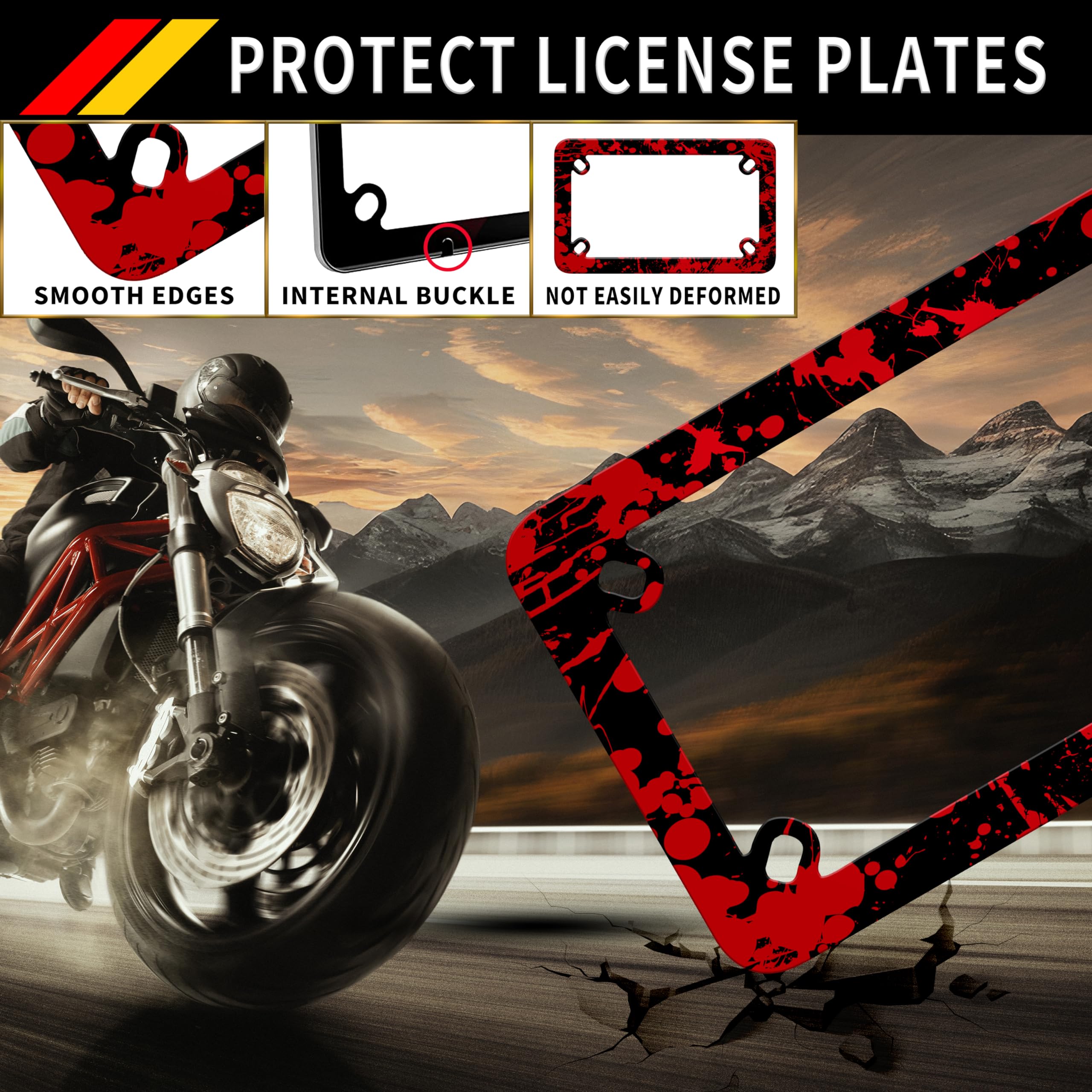 Motorcycle Blood Spatter License Plate Frame Bloody Stainless Steel Material Funny Motorbike License Plate Holder Motorcycle Acc