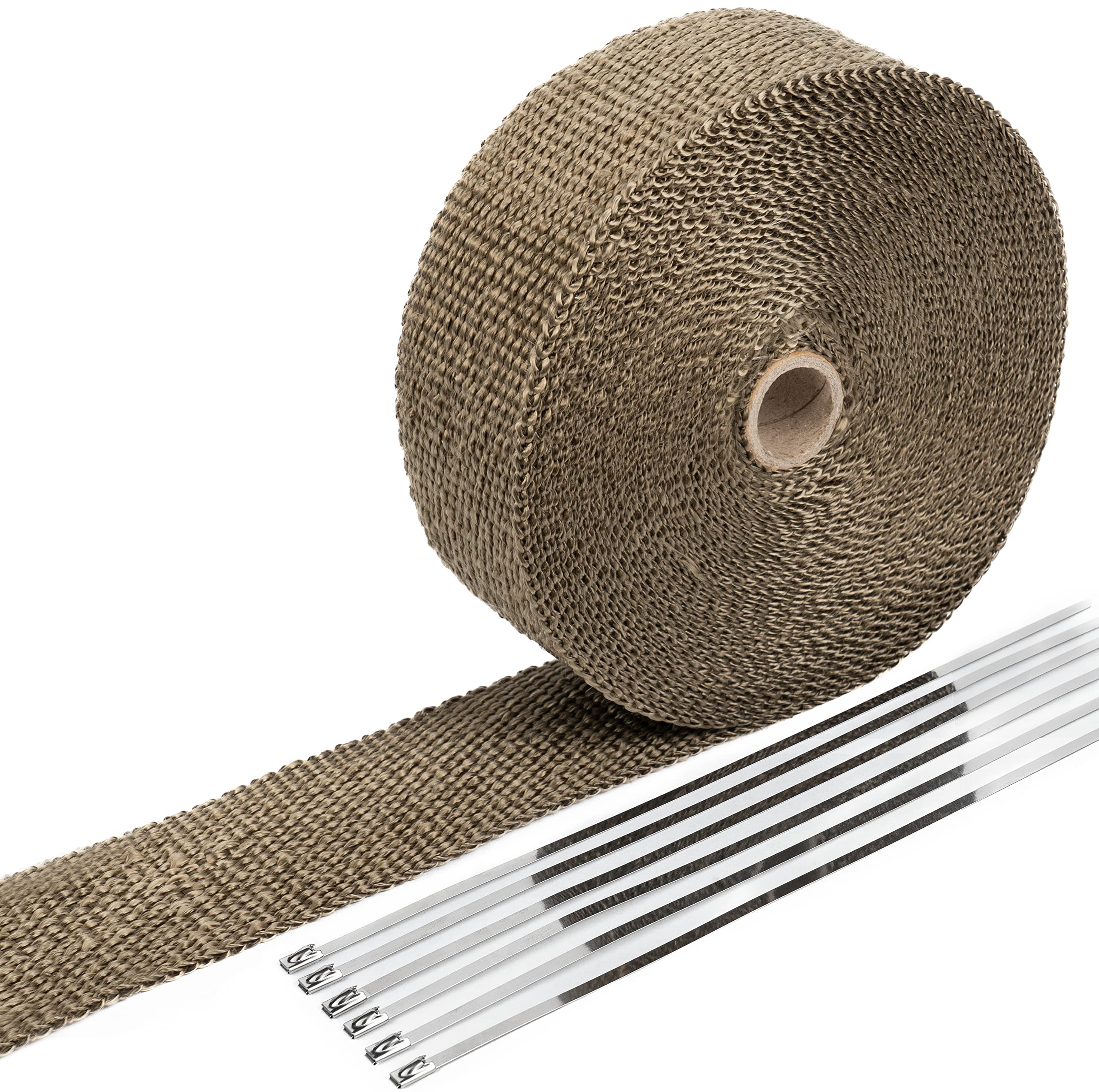 Sunplustrade 2' X 50' Titanium Exhaust Wrap For Motorcycle Car Headers With Stainless Steel Zip Ties