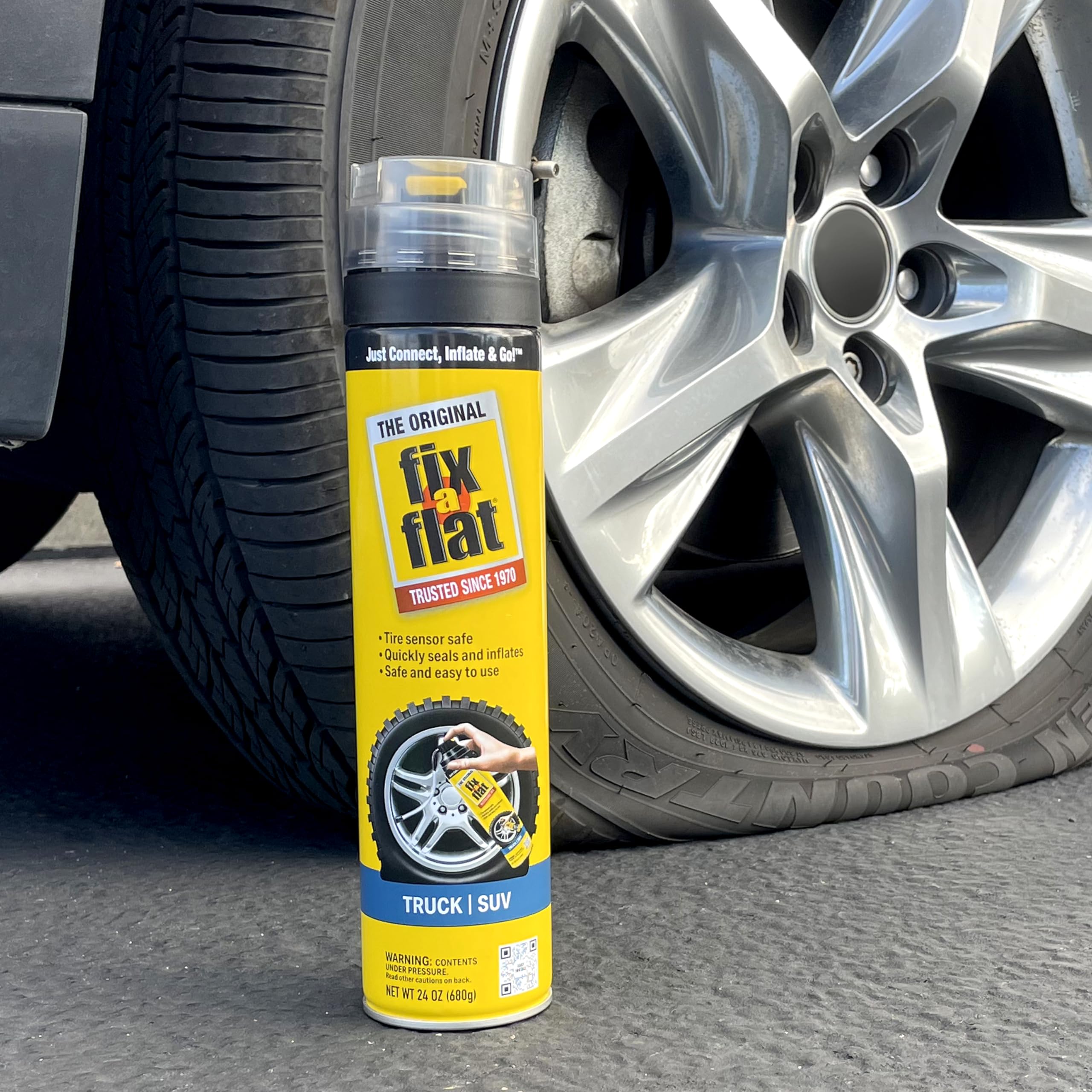 Fix-A-Flat S60369-6Pk Aerosol Emergency Flat Tire Repair And Inflator, For X-Large Tires, Eco-Friendly Formula, Universal Fit Fo