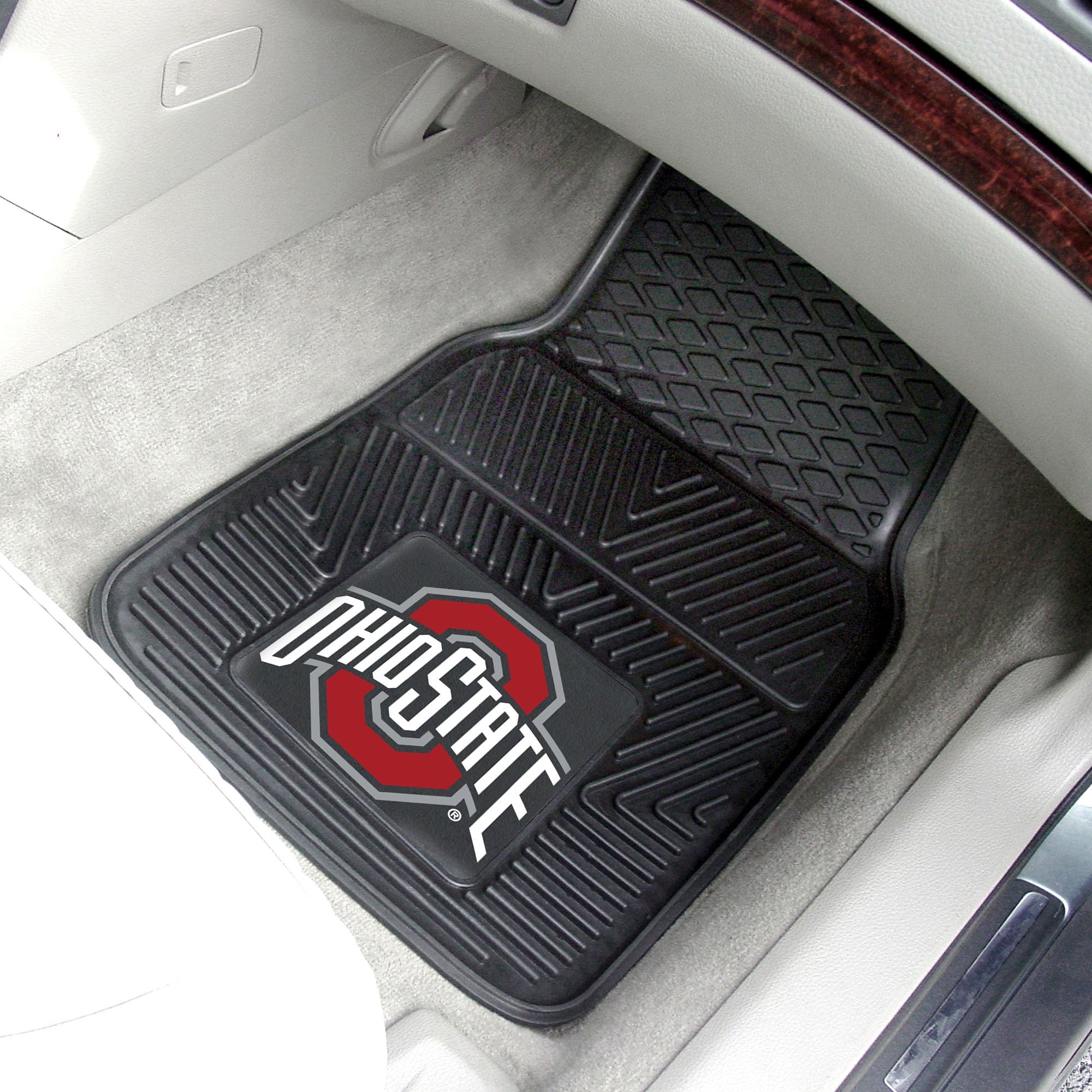 FANMATS NCAA Ohio State Buckeyes Vinyl Car Mat, Heavy Duty, 18"x27", All-Weather, Model 7924