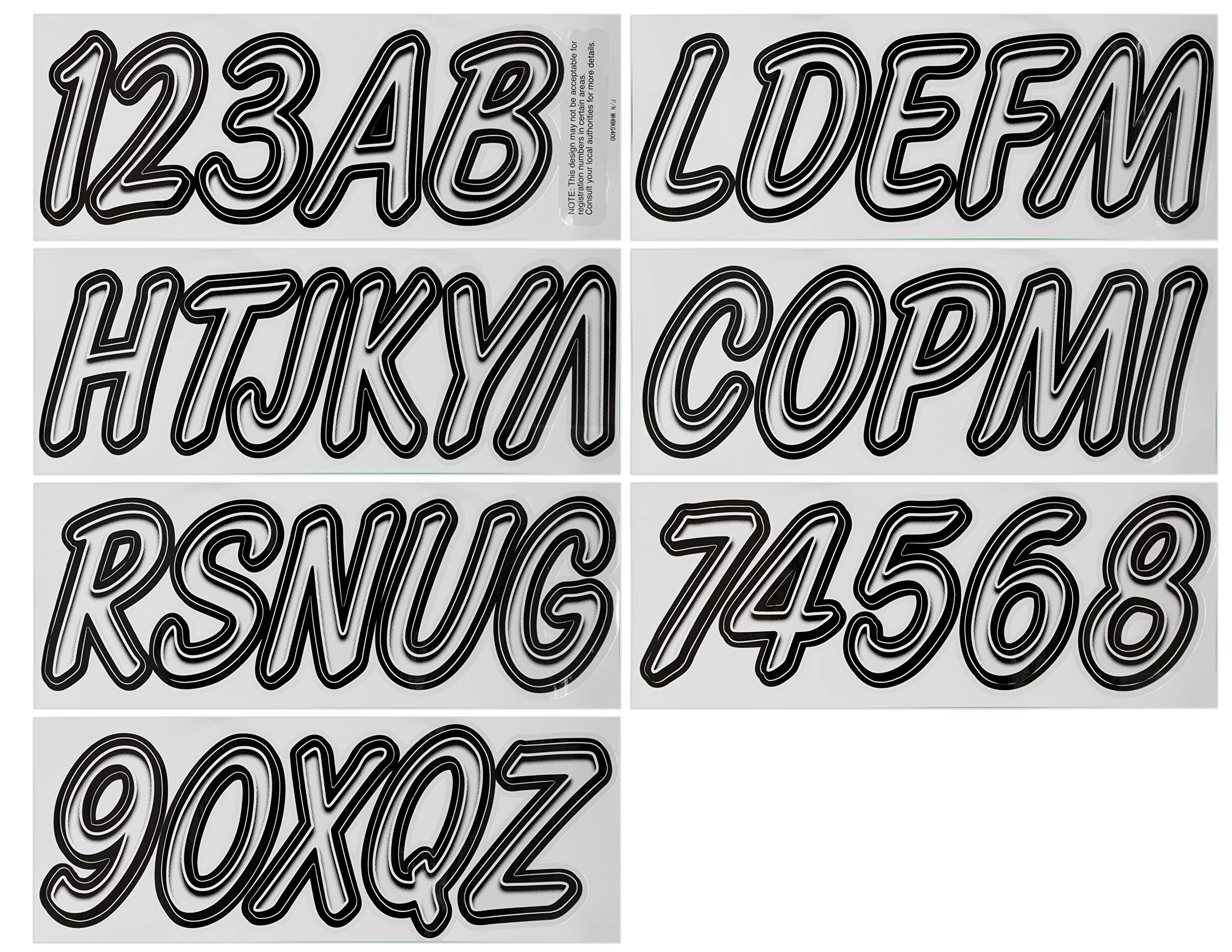 Hardline Products Series 400 Factory Matched 3-Inch Boat & Pwc Registration Number Kit, White/Black - Whbkg400