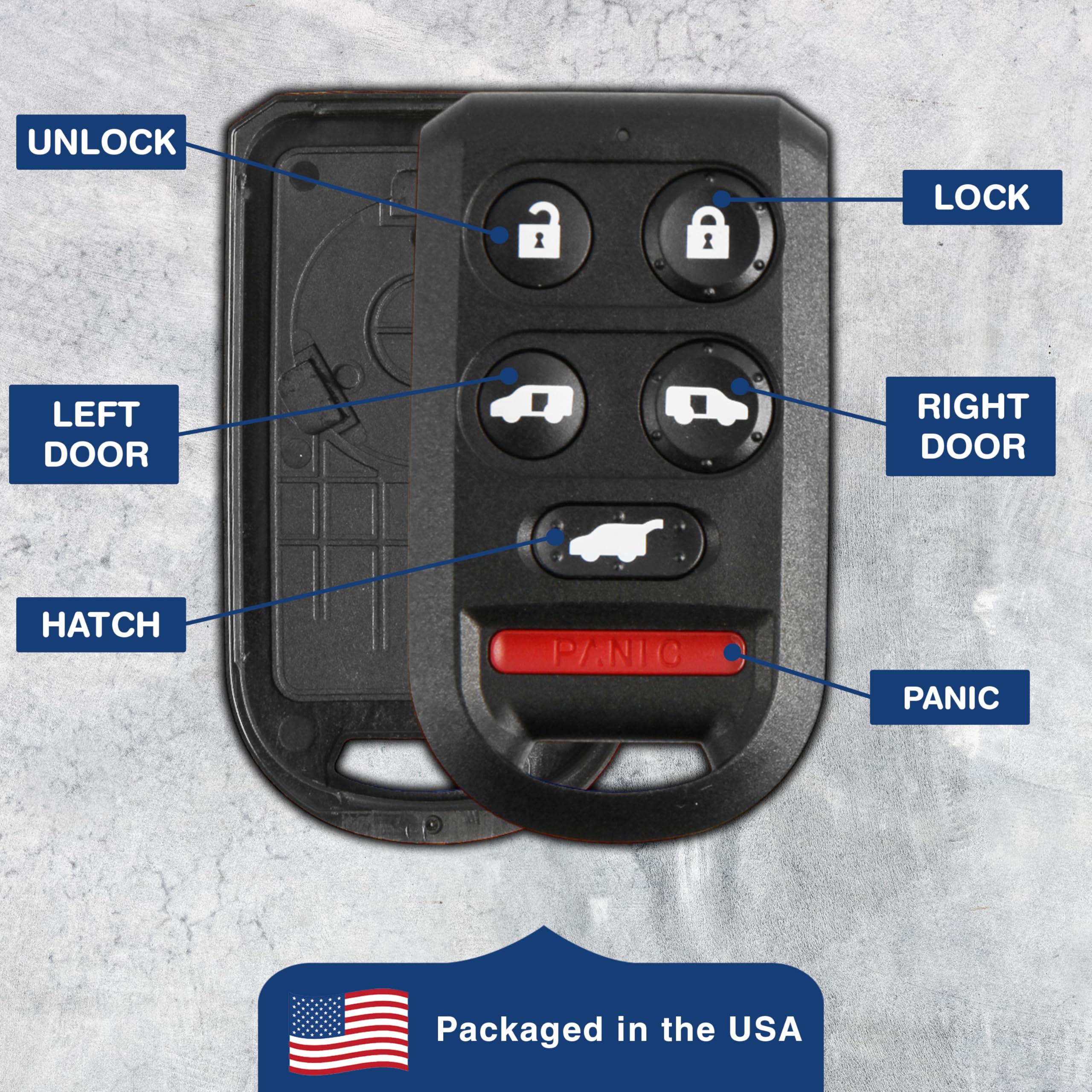 Keylessoption Key Fob Cover Case Replacement For 2005 2006 2007 2008 2009 2010 Honda Odyssey Remote Shell, 6-Button Oucg8D-399H-