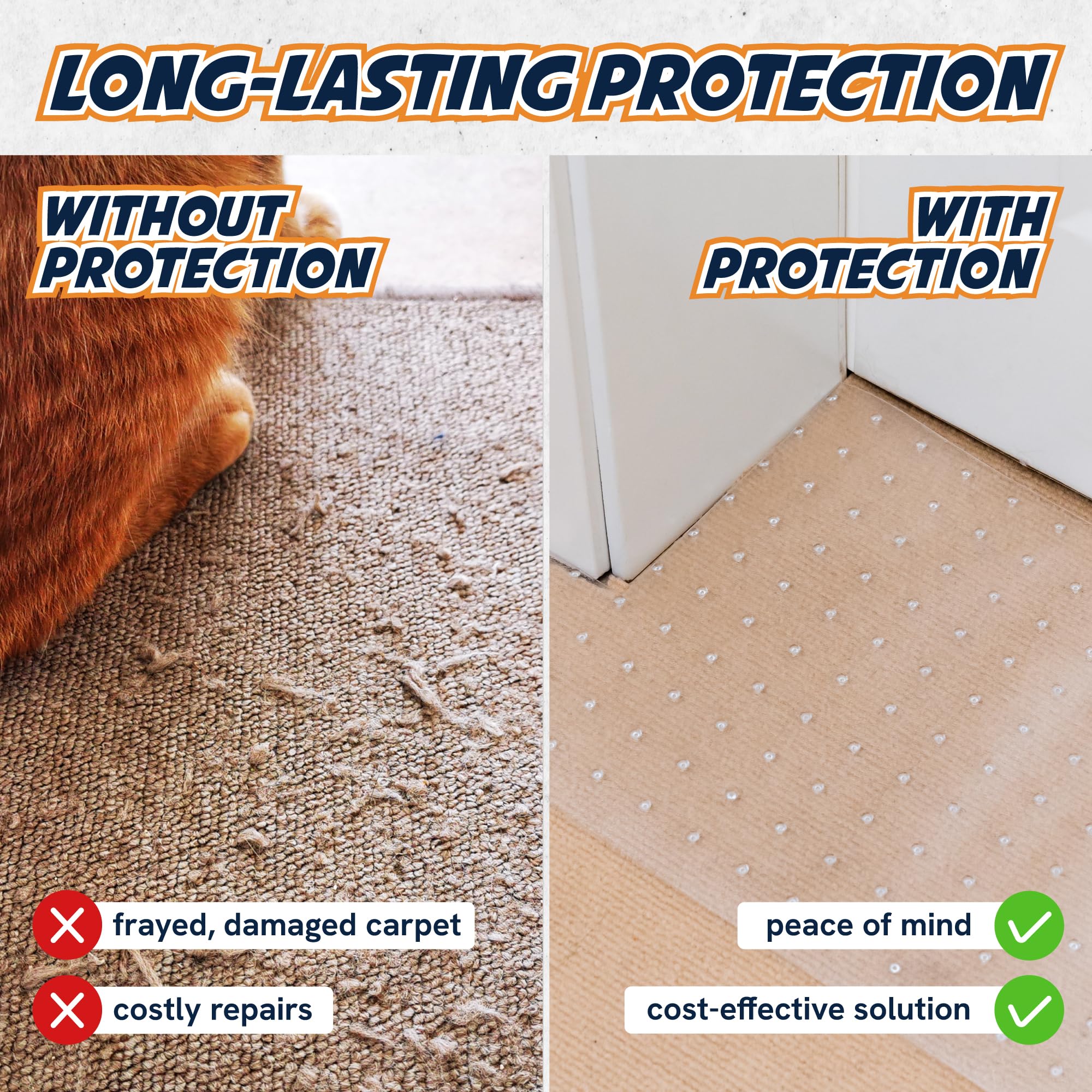 Panther Armor Scratch-Proof Carpet Protector For Pets, For Doorways, Anti-Slip, Customizable Fit, Heavy Duty, 3.6Ft, Cat Carpet