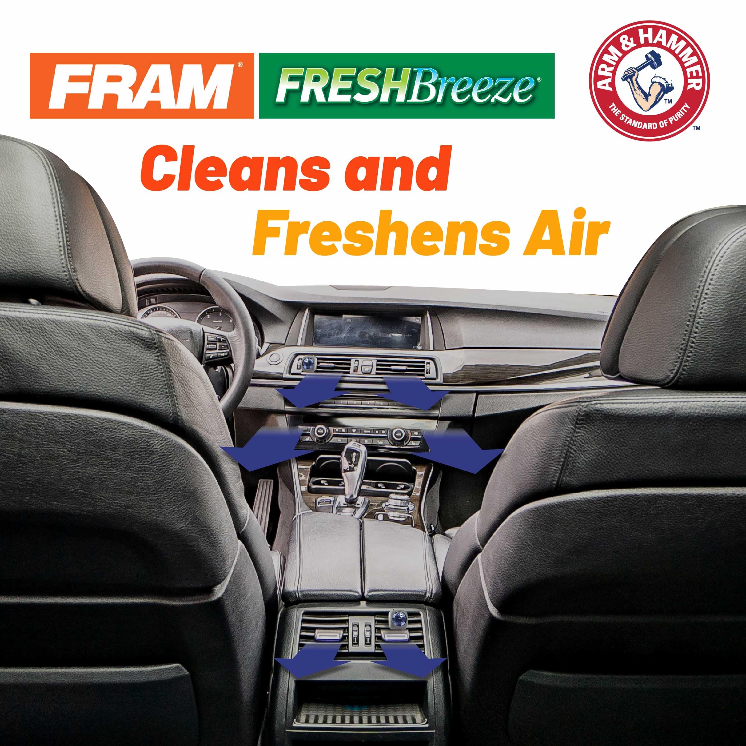 Fram Fresh Breeze Cabin Air Filter Replacement For Car Passenger Compartment W/Arm And Hammer Baking Soda, Easy Install, Cf8603A For Select Honda Vehicles White 2 Count (Pack Of 1)