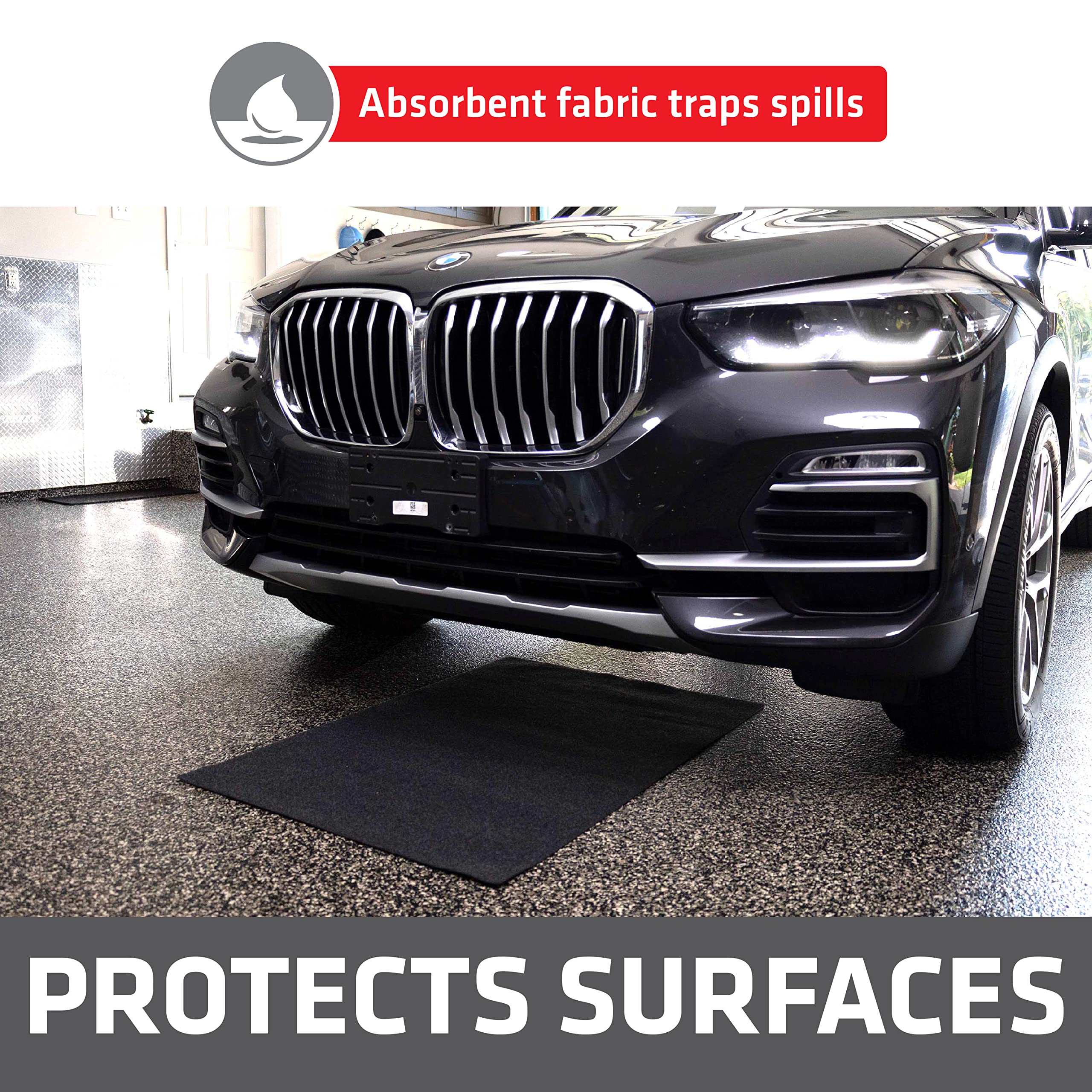 Drymate Garage Floor Mat, (17' X 7'4), Protects Surfaces, Transforms Garage - Absorbent/Waterproof/Durable (Usa Made) (Charcoal) (Includes Double Sided Tape)